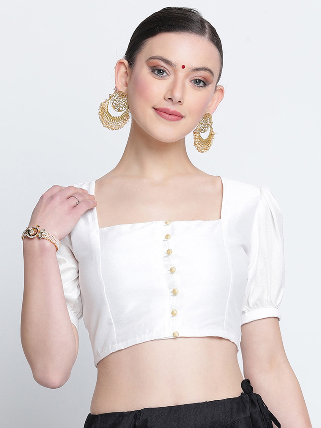 

studio rasa Women Solid Square Neck Top, White
