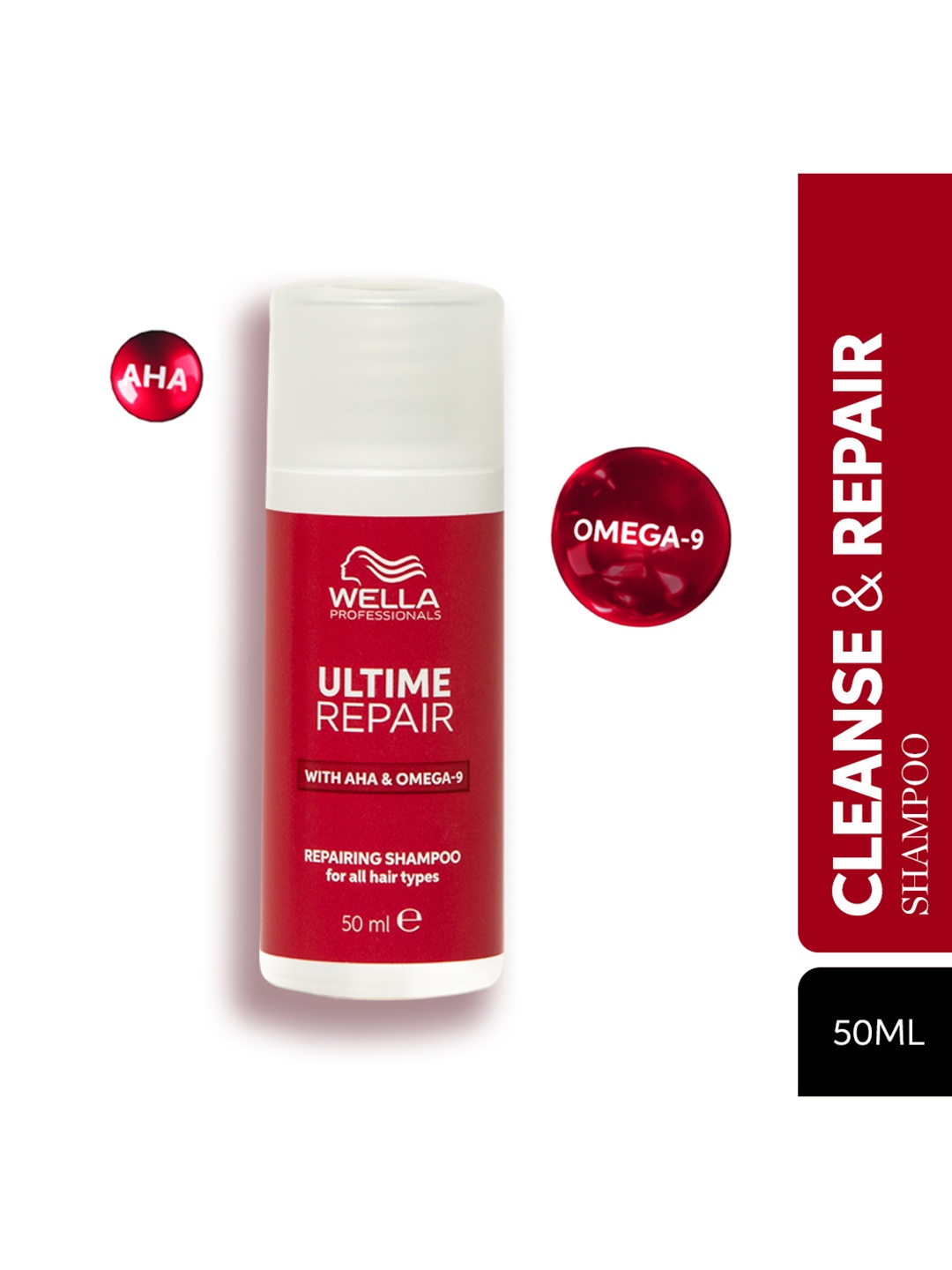 

WELLA PROFESSIONALS Ultime Repair Shampoo Mini with AHA & Omega-9 - 50ml, Red