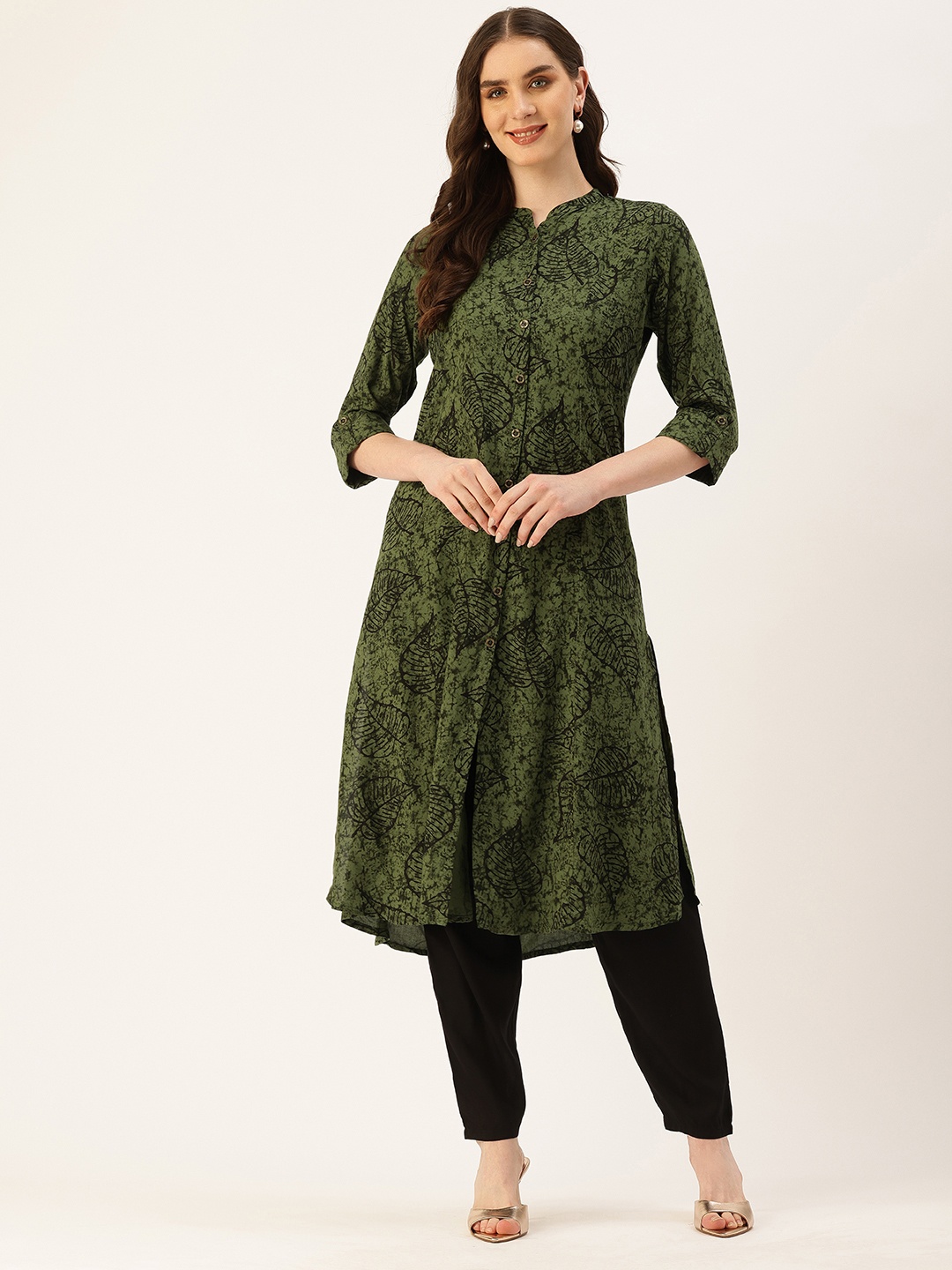 

AMUKTI Women Floral Printed Floral Kurta, Green
