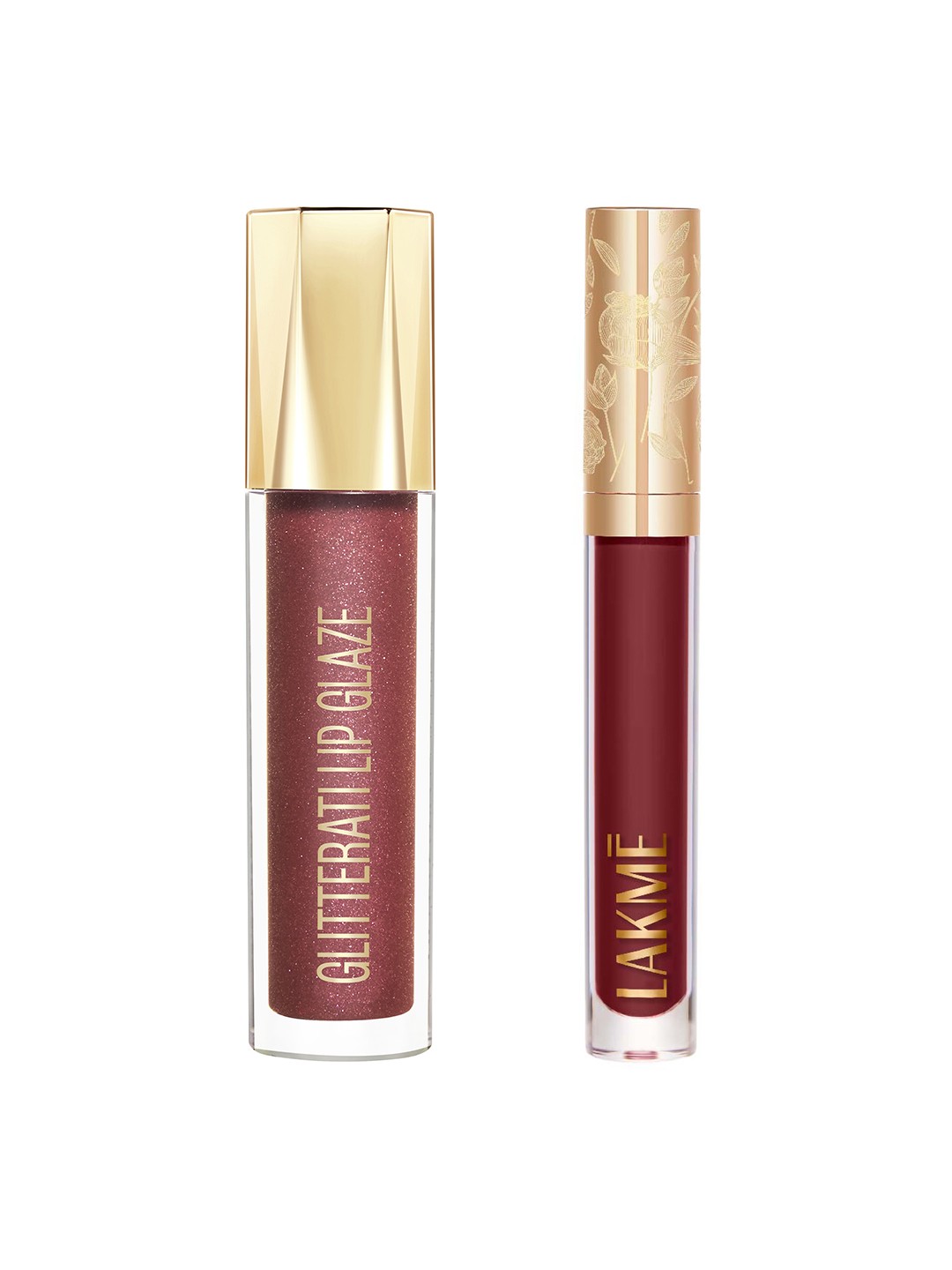 

Lakme Set of Rouge Bloom Liquid Lipstick - 3.5 ml & Glitterati Lip Glaze - 5 ml, Brown