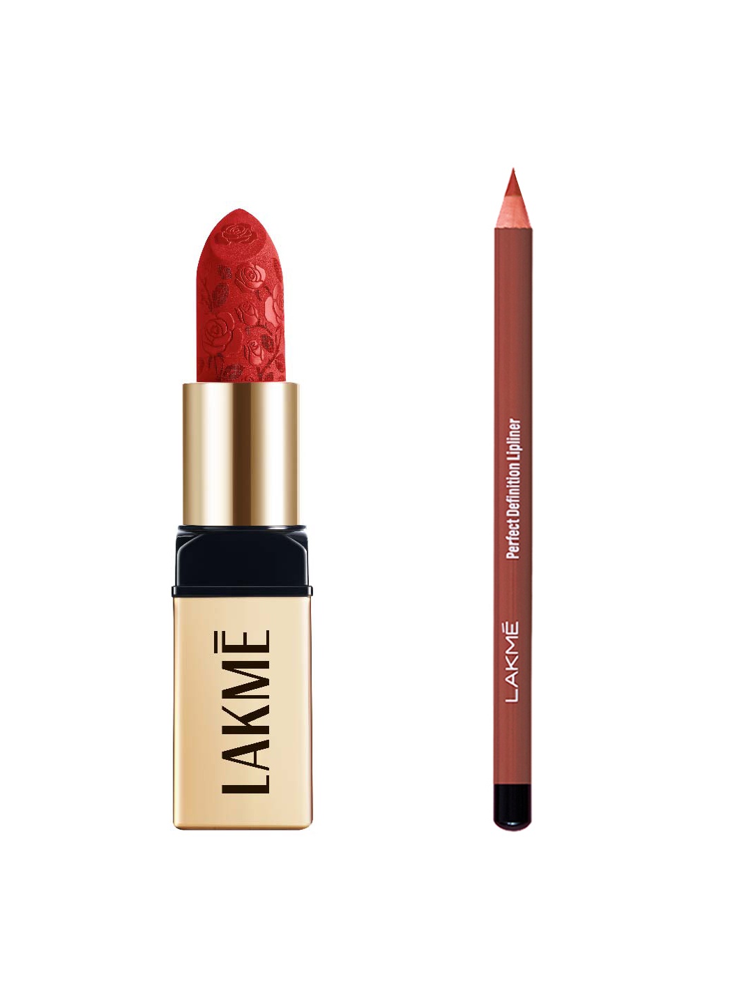 

Lakme Matte Bullet Lipstick & Perfect Definition Pencil Lipliner, Red