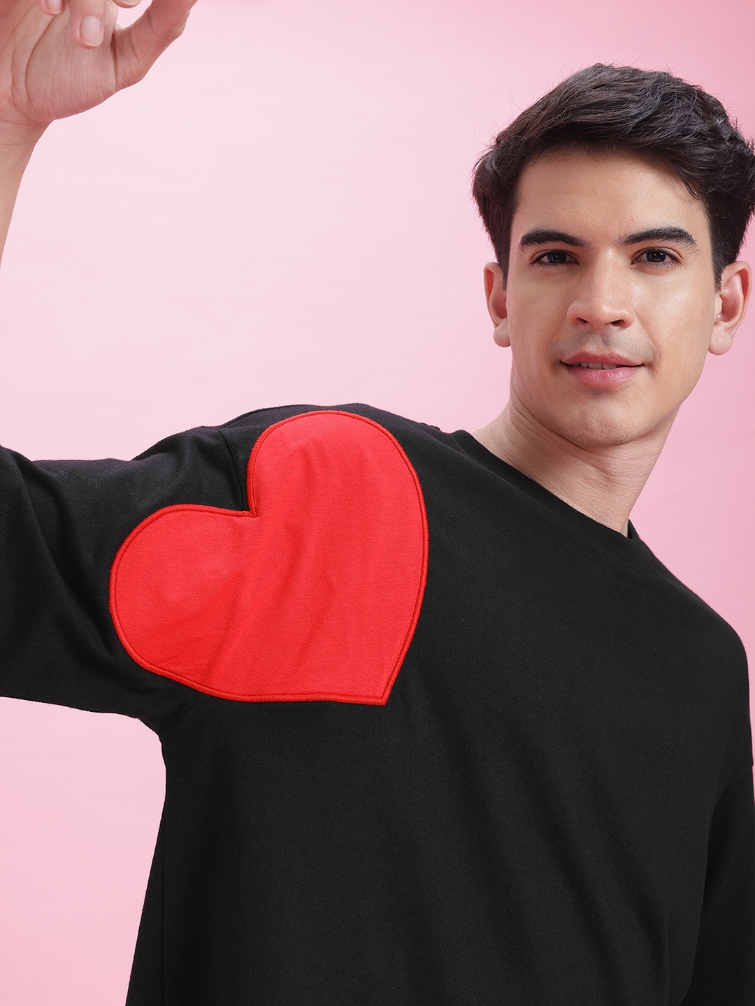 

Mast & Harbour Let's Twin Valentine Quotes Printed Drop-Shoulder Sleeves T-shirt, Black