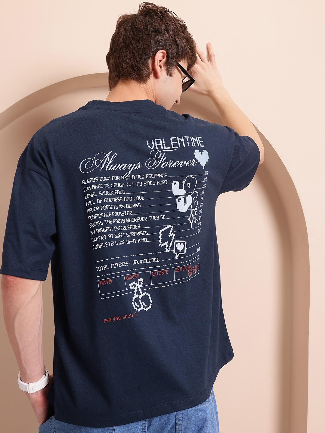 

Mast & Harbour Typography Print Oversized T-shirt, Navy blue