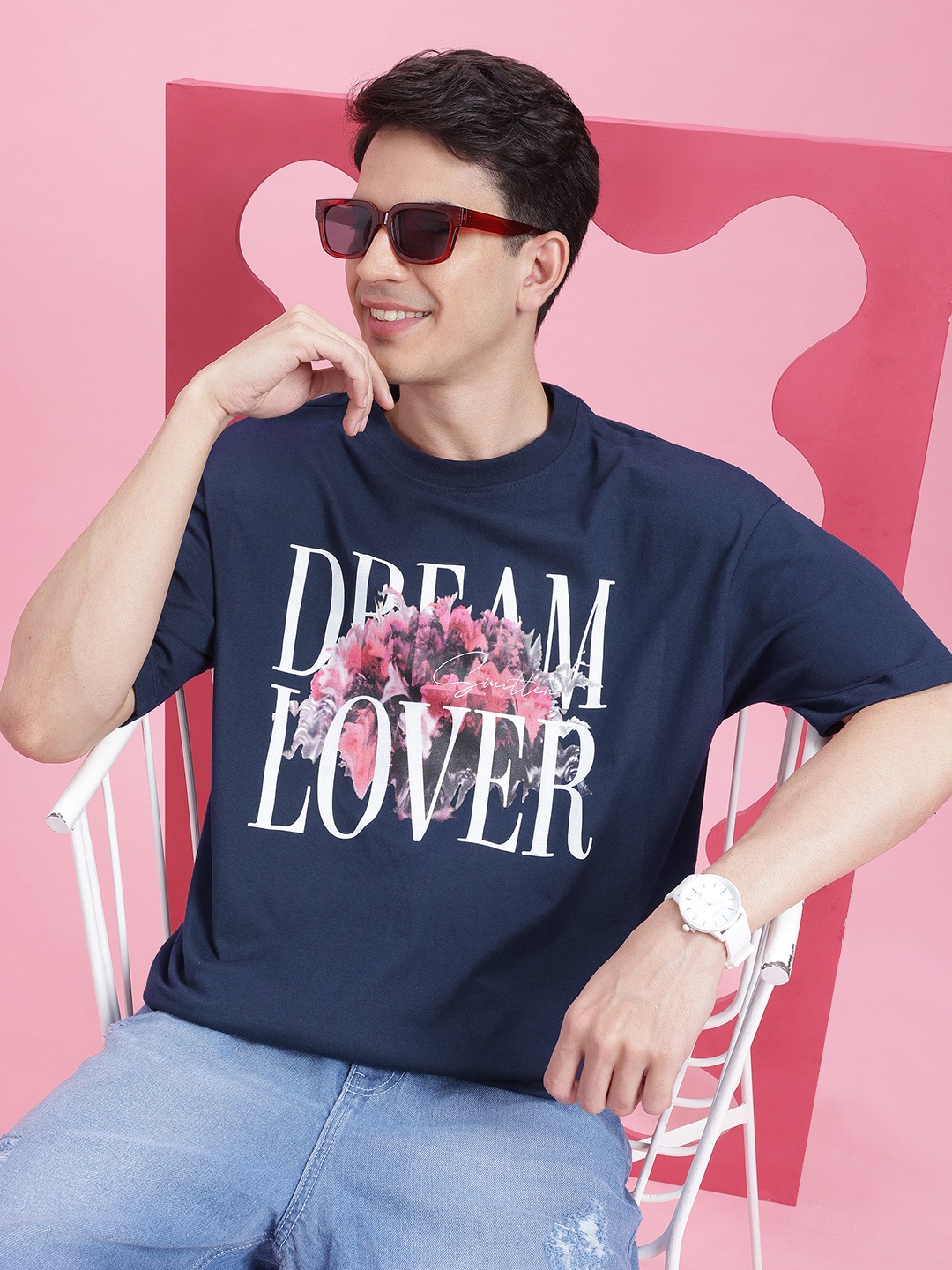 

Mast & Harbour Twin Collection Relaxed Printed T-shirt, Navy blue