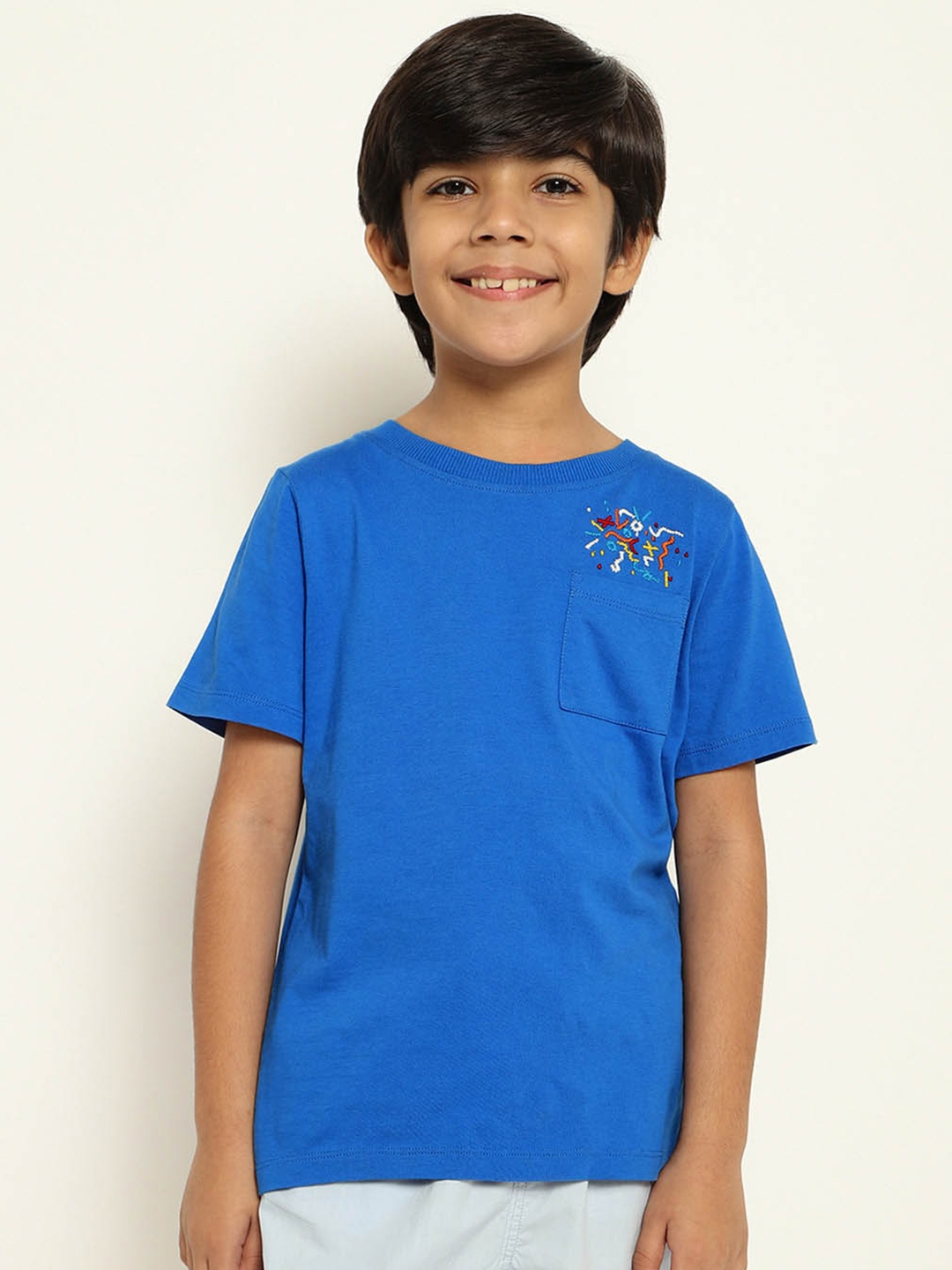 

Somersault Boys Graphic Printed Round Neck Cotton T-shirt, Blue