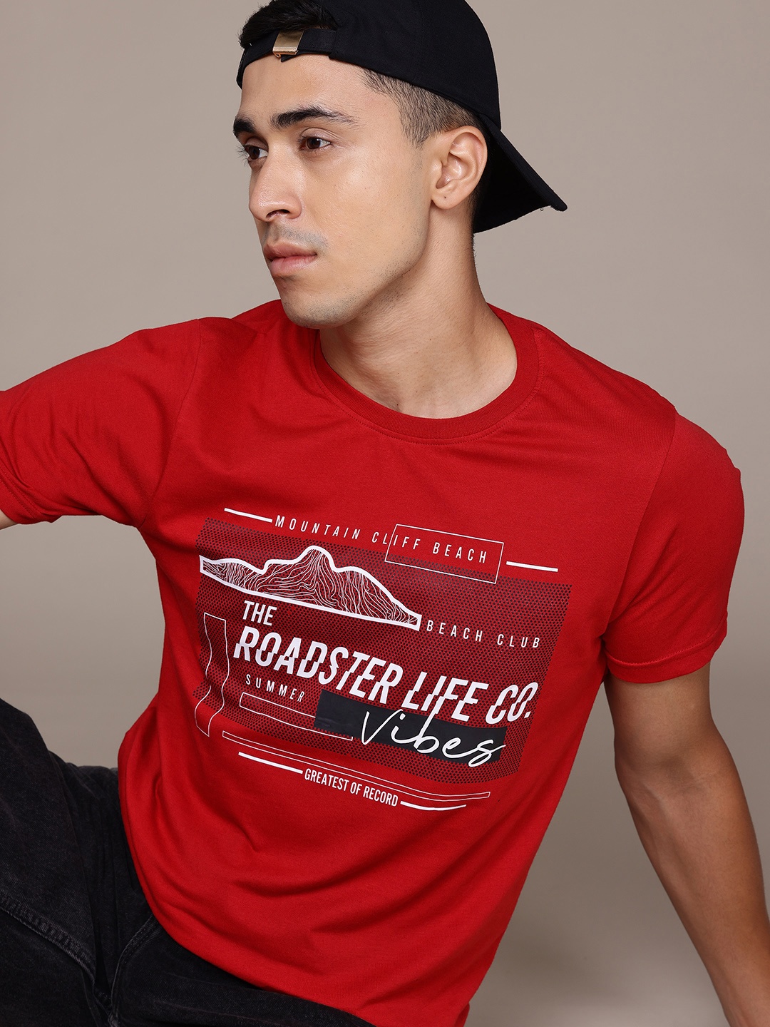 

Roadster Men Typography Printed T-shirt, Red