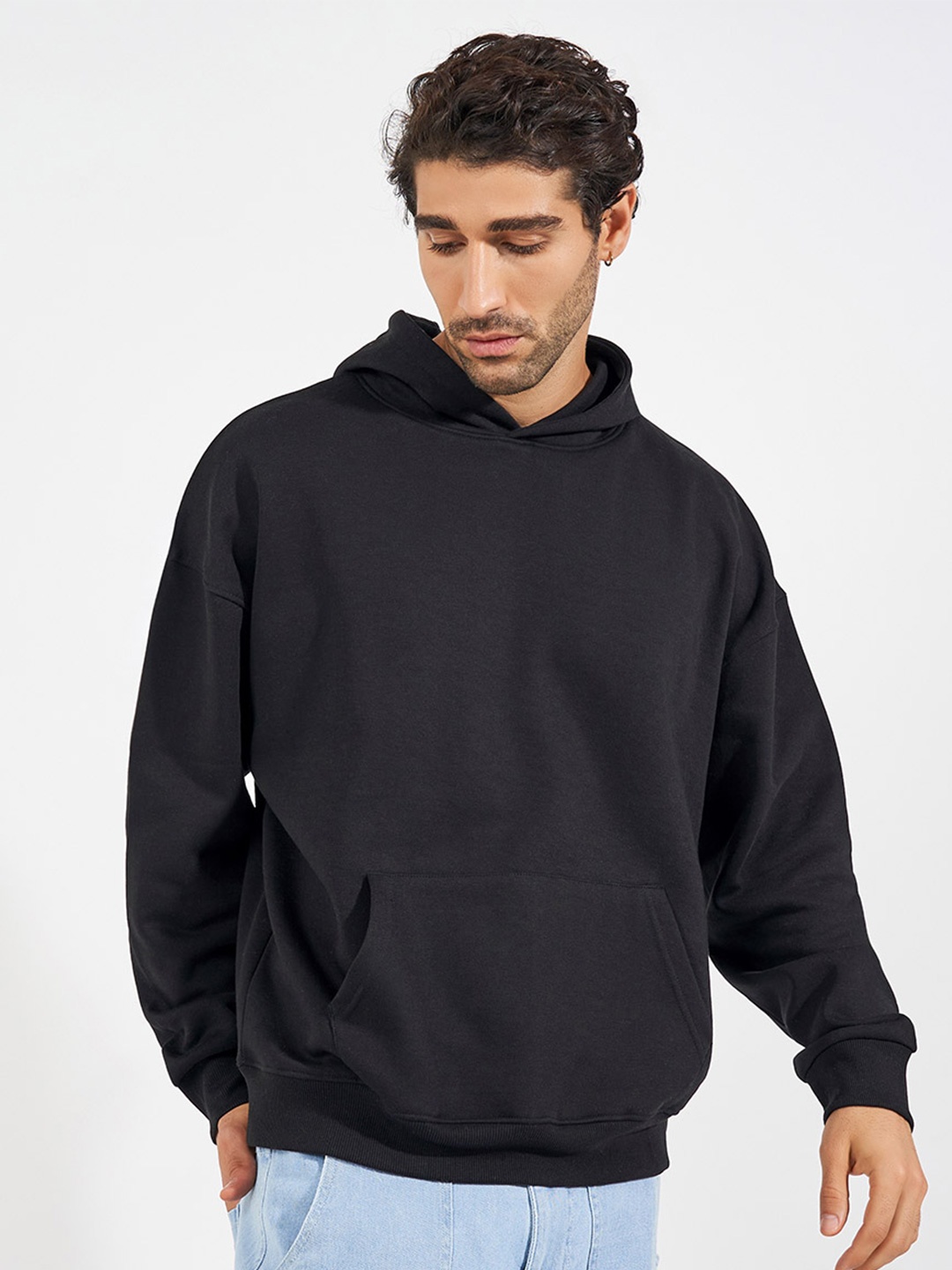 

Styli Solid Oversized Hooded Pullover Sweatshirt, Black