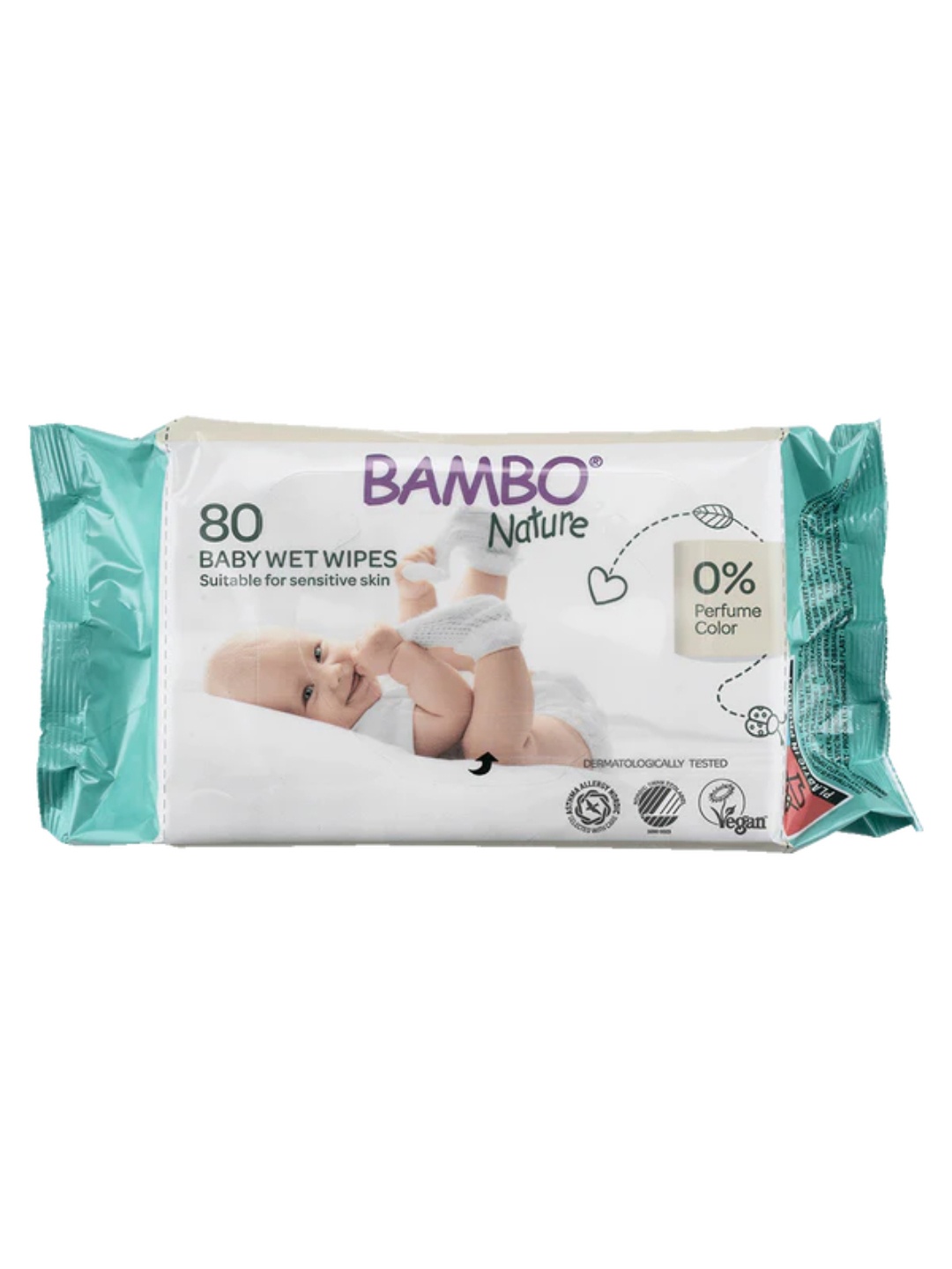 

Bambo Nature Gentle Skin Friendly Baby Wipes - 80Pcs, White