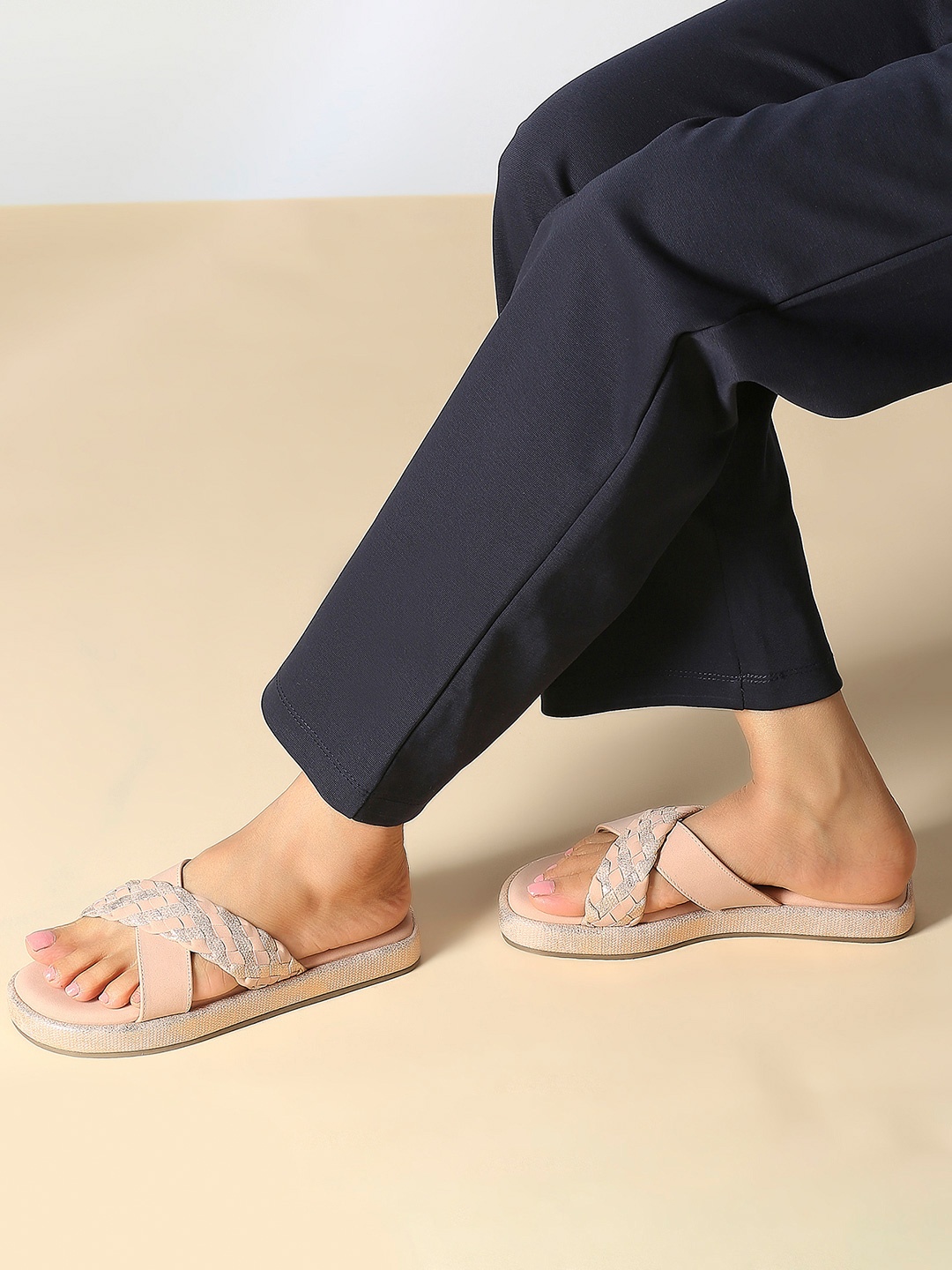 

Inc 5 Open Toe Flats, Peach