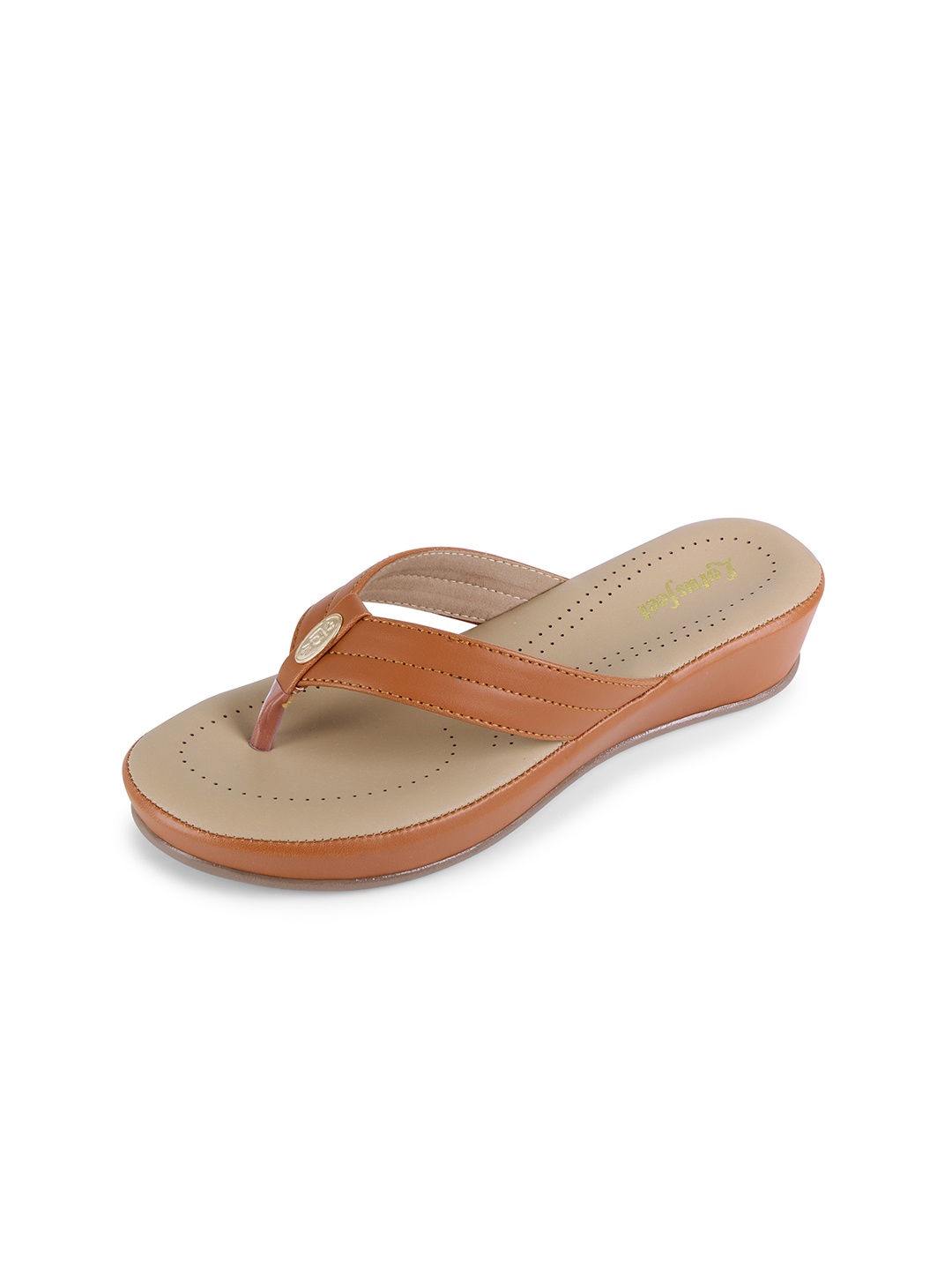 

Lotusfeet Women T-Straps Work Flatform Heels Sandals, Tan