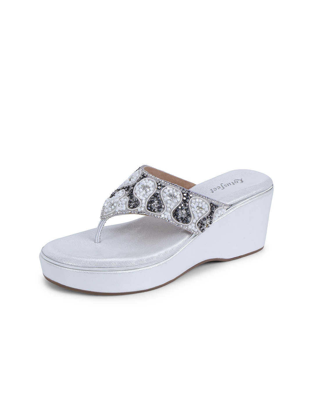 

Lotusfeet Embellished Ethnic Platform Sandals, White