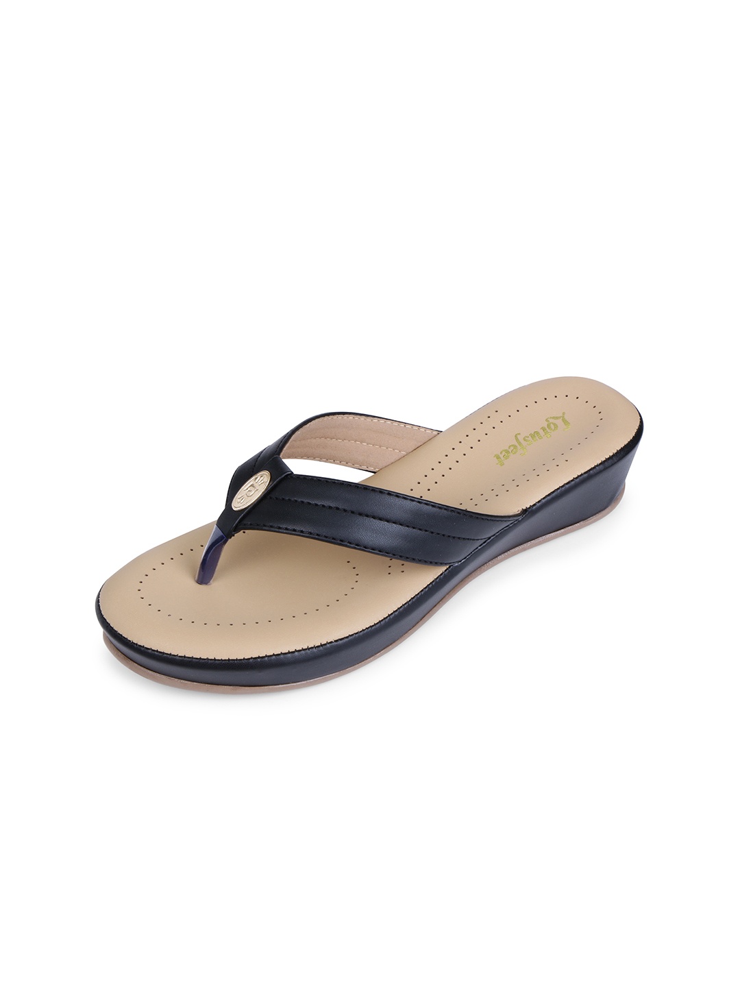 

Lotusfeet Women Round Toe Flatform Heel Sandals, Black