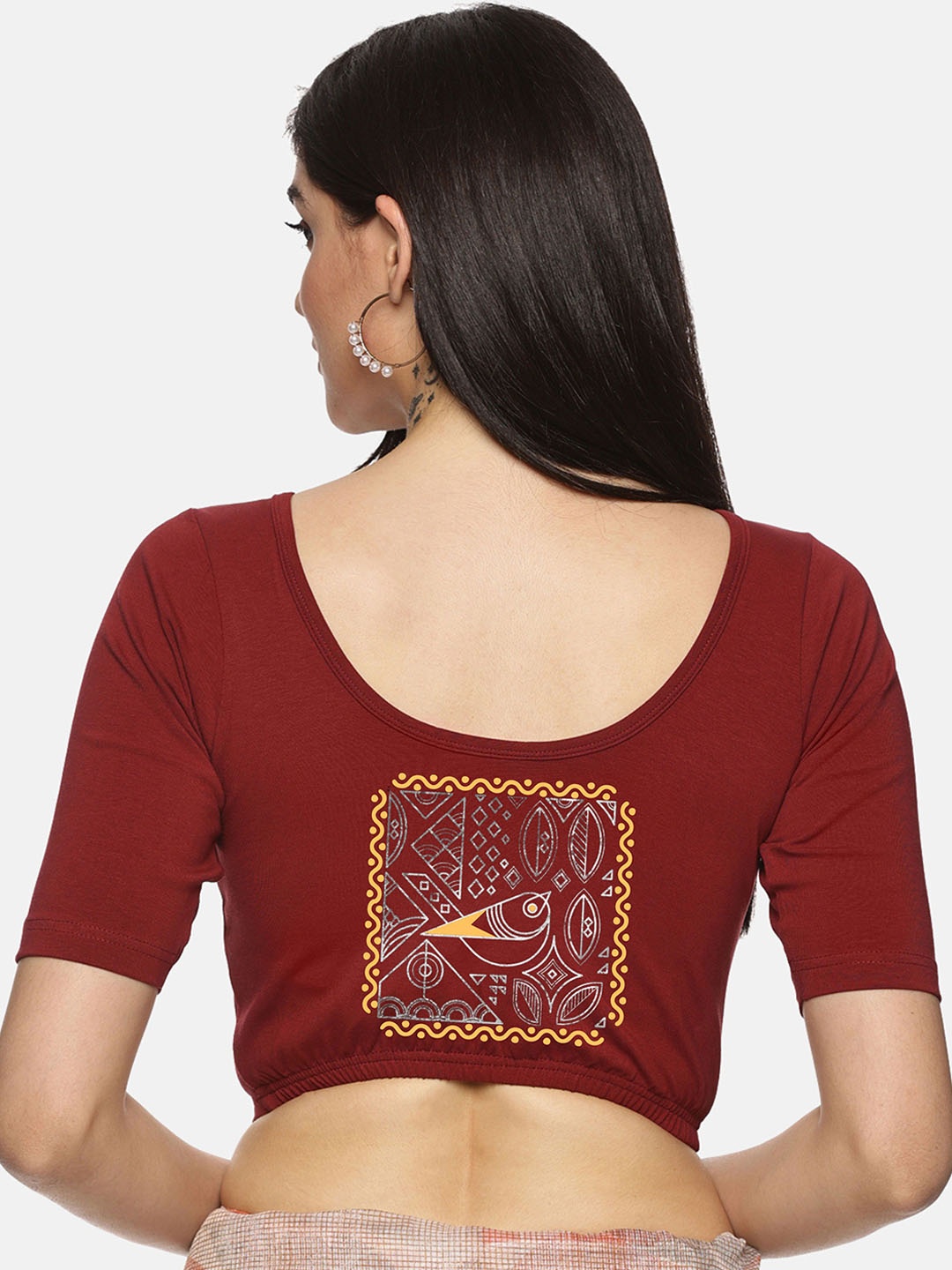 

NOT YET by us Non-Padded Stretchable Saree Blouse, Maroon