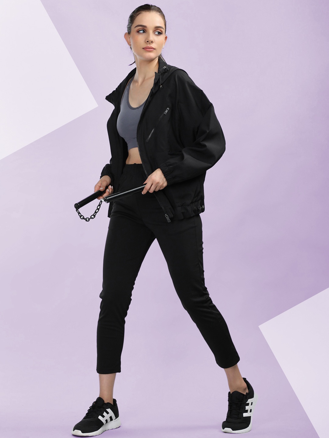 

The Roadster Lifestyle Co. Black Hooded Jacket Anti-Micro Bacterial Sporty Jacket