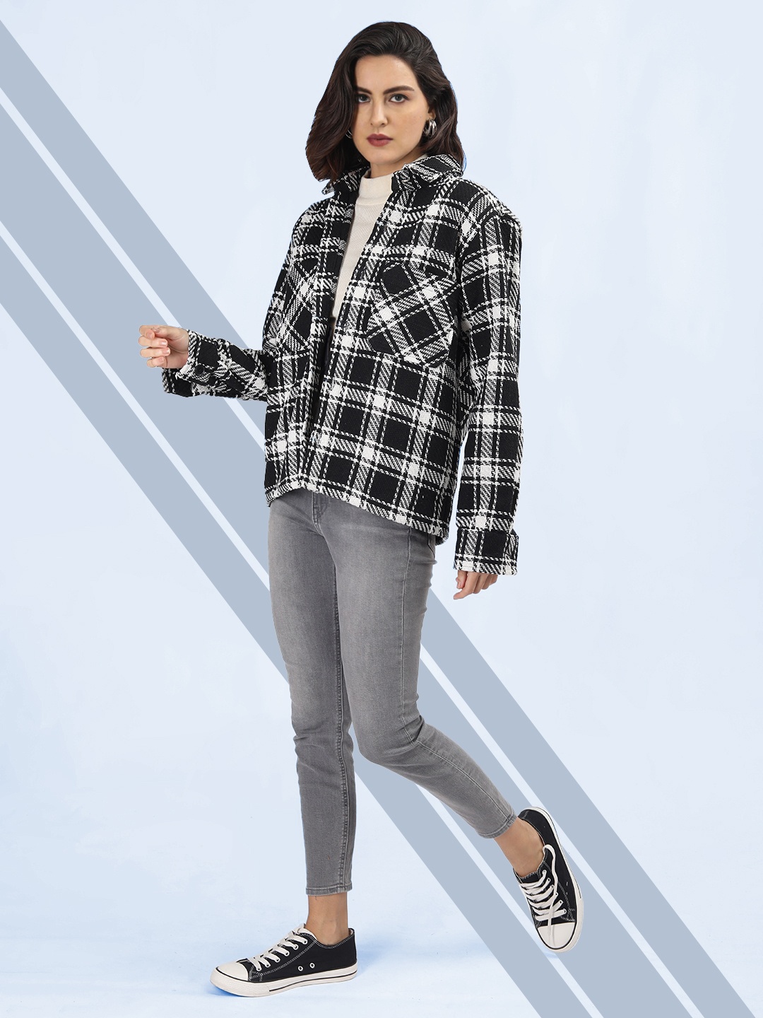 

Roadster Women Checked Casual Shirt, Black