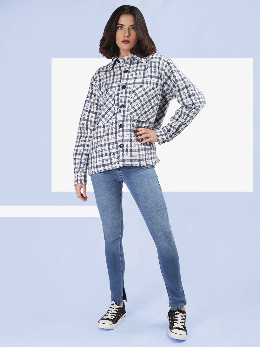 

The Roadster Lifestyle Co. Women Cotton Checked Casual Shirt, White