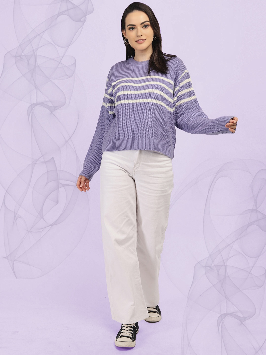 

The Roadster Lifestyle Co Woollen Round Neck Pullover, Lavender