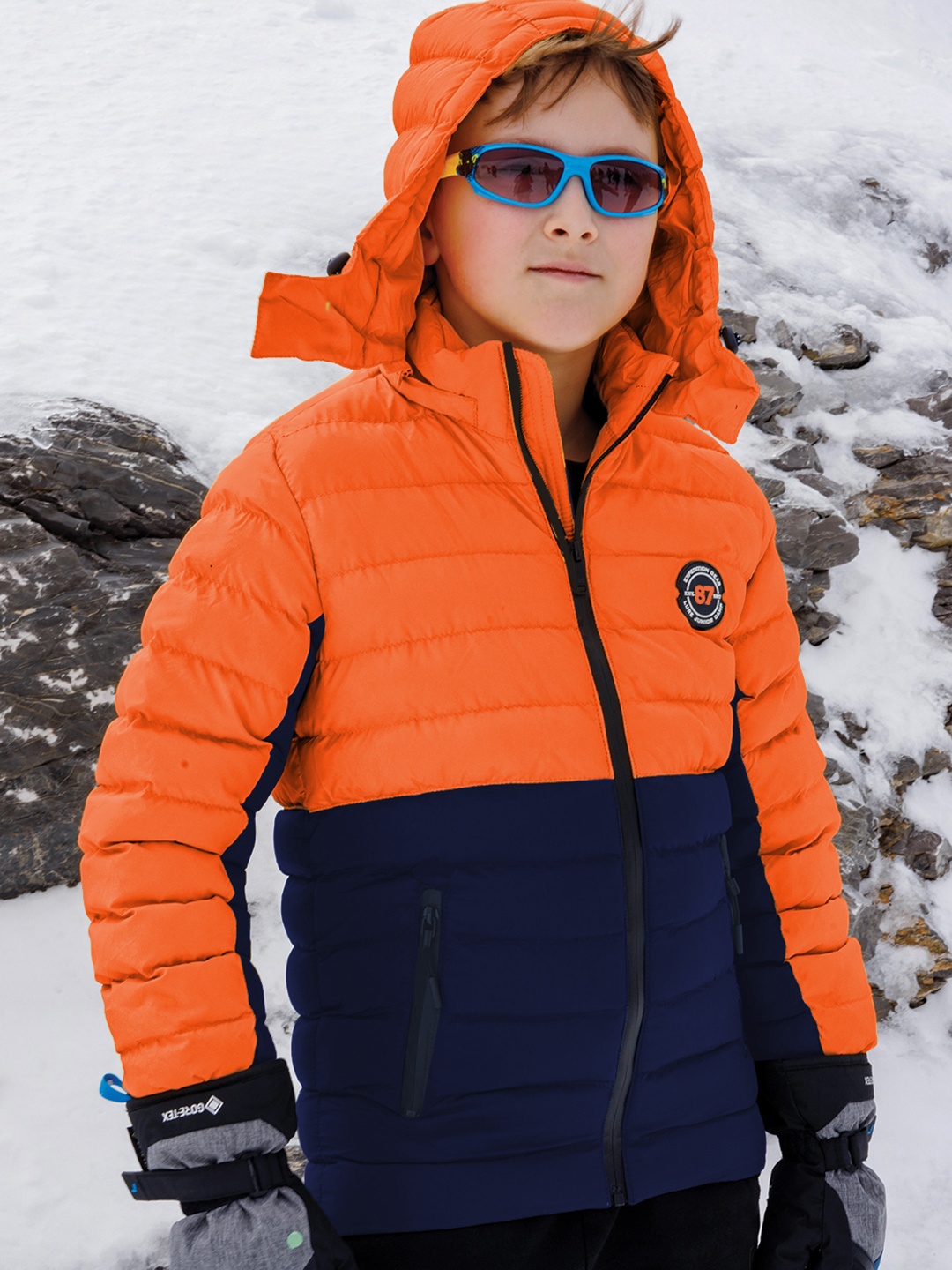 

LURE JUNIOR Boys Colourblocked Puffer Jacket, Orange