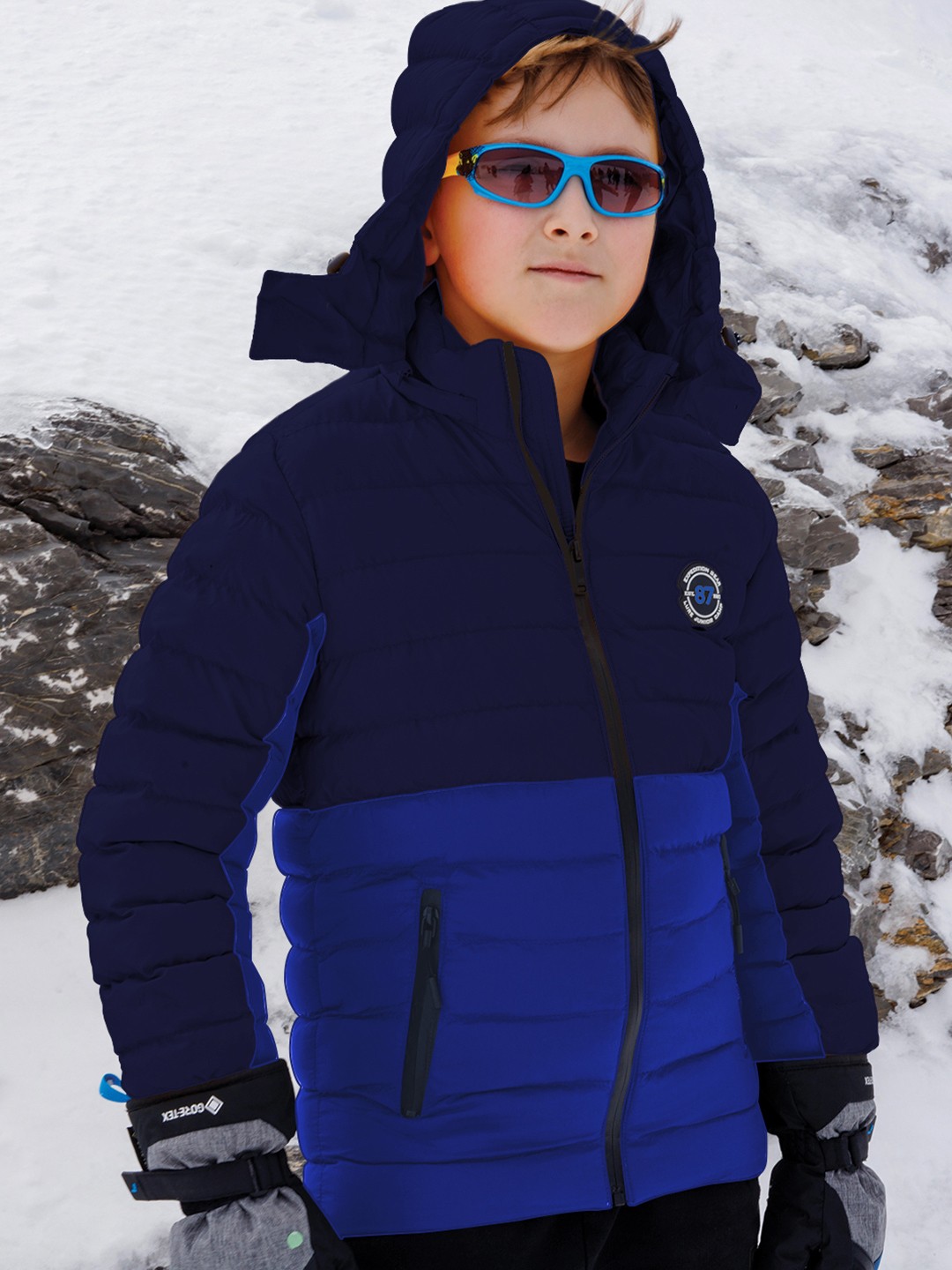 

LURE JUNIOR Boys Colourblocked Puffer Jacket, Blue