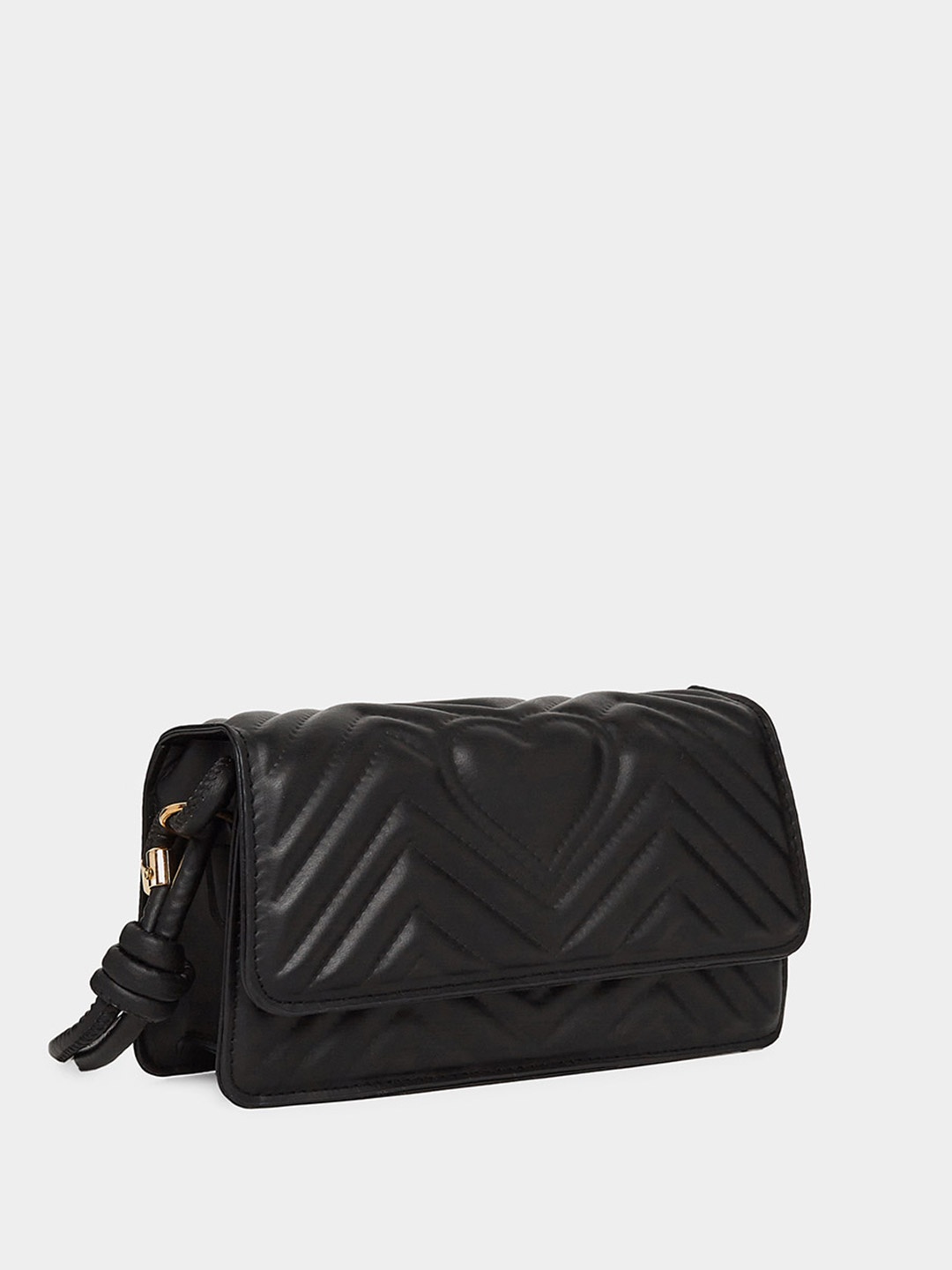 

Styli Women Quilted Heart Shaped Details Shoulder Bag, Black