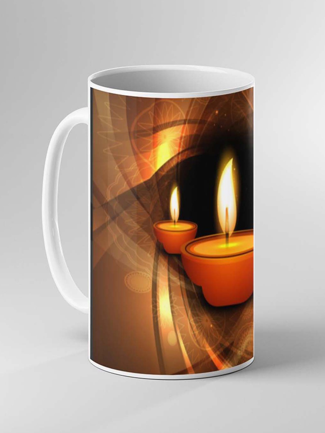 

Keviv White & Brown Printed Ceramic Coffee Mug 325 ml