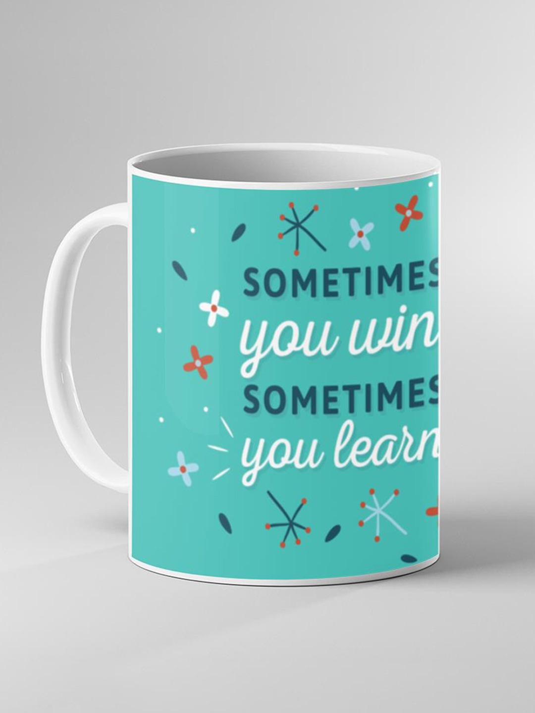 

Keviv White & Blue Text or Slogans Printed Ceramic Glossy Mugs 325ml
