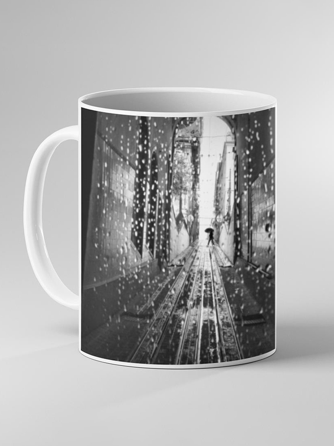 

Keviv White & Black Abstract Printed Ceramic Glossy Mug 325 ml