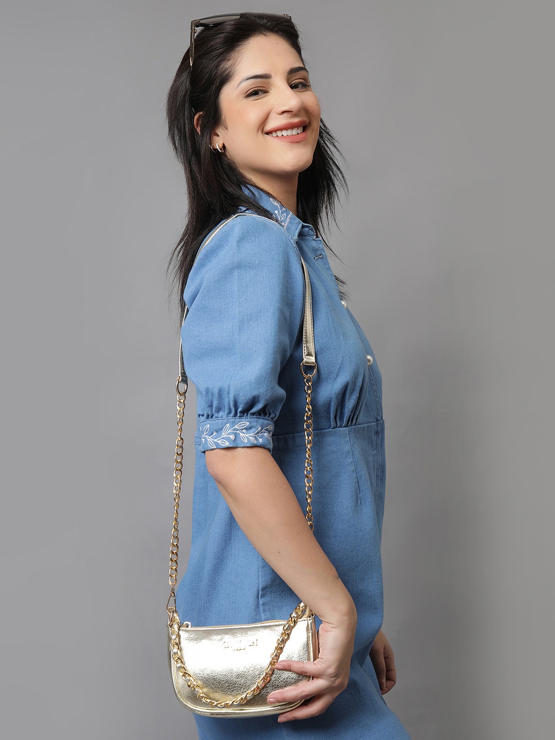 

Carlton London Women Swagger Sling Bag, Gold