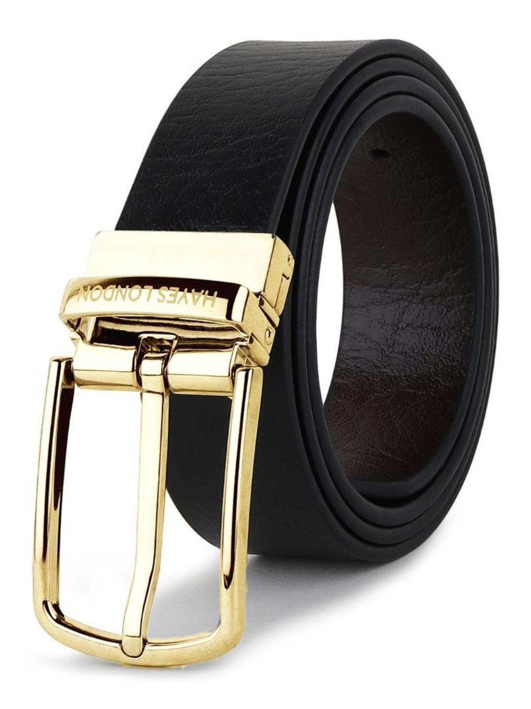 

Hayes London Men Genuine Leather Belts Reversible Durable Belt Wild, Black