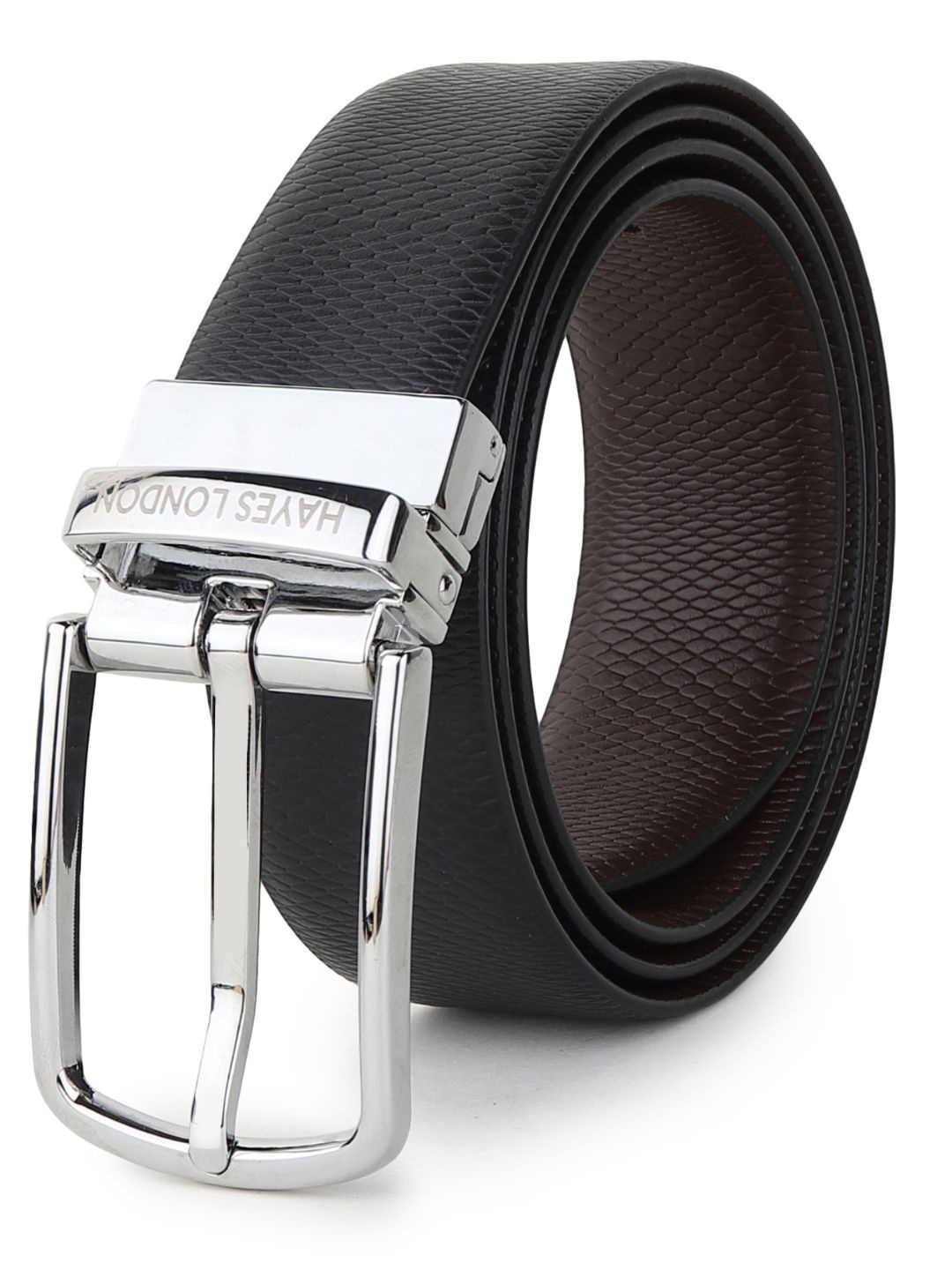 

Hayes London Men Genuine Leather Belts Reversible Durable Belt Viper, Black