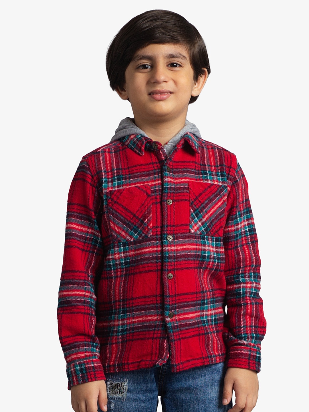 

Ed-a-Mamma Boys Premium Gingham Checked Casual Shirt, Red