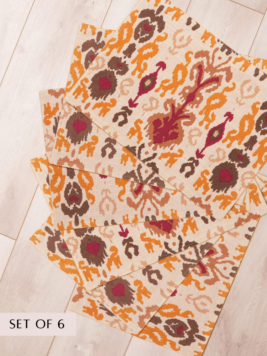 

BLANC9 White & Yellow 6 Pieces Printed Pure Cotton Table Placemats