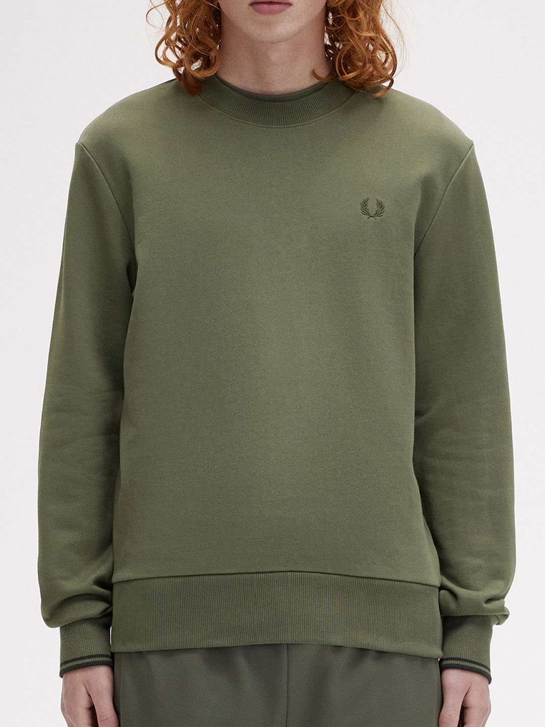 

Fred Perry Men Solid Round Neck Pure Cotton Sweatshirt, Olive