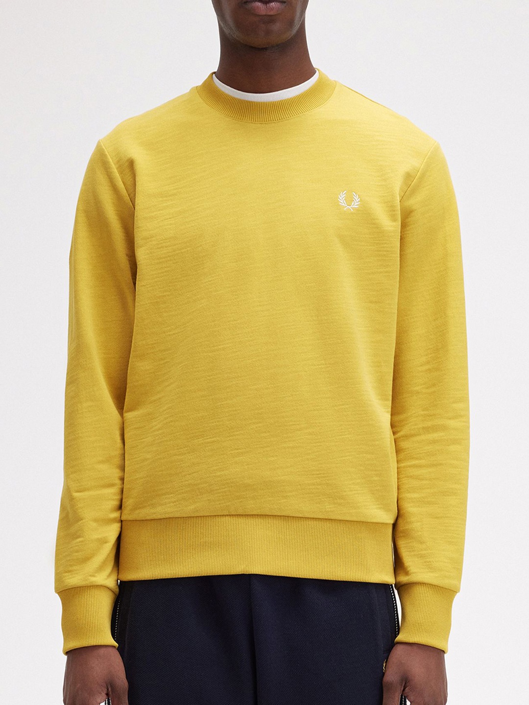 

Fred Perry Men Solid Round Neck Pure Cotton Sweatshirt, Yellow