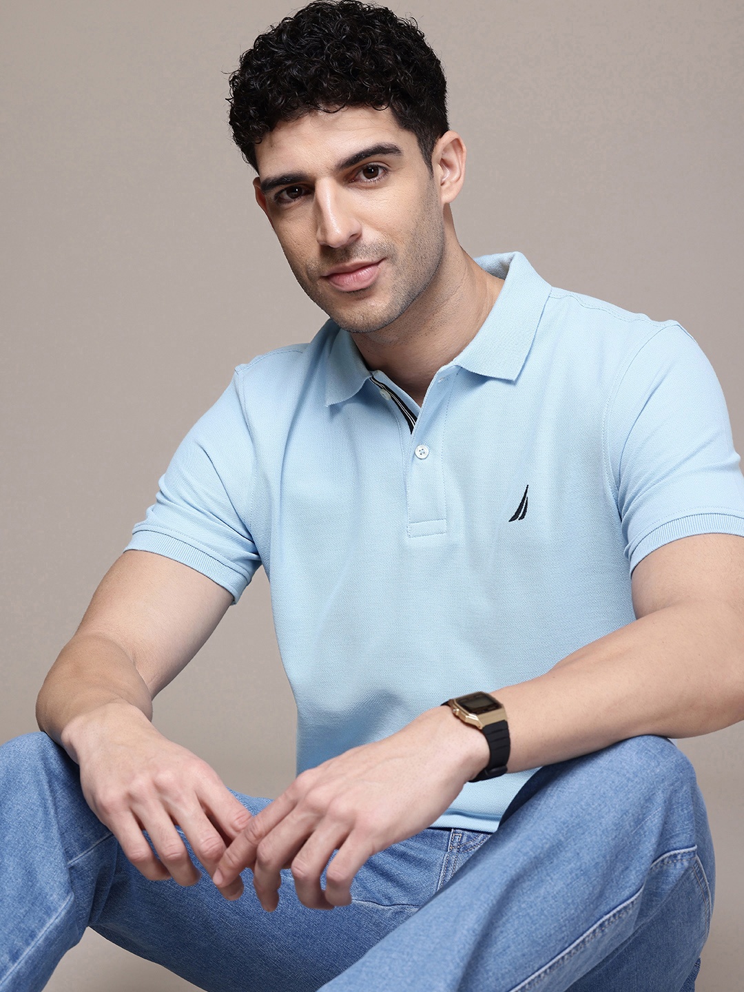 

Nautica Polo Collar Pure Cotton Casual T-shirt, Blue