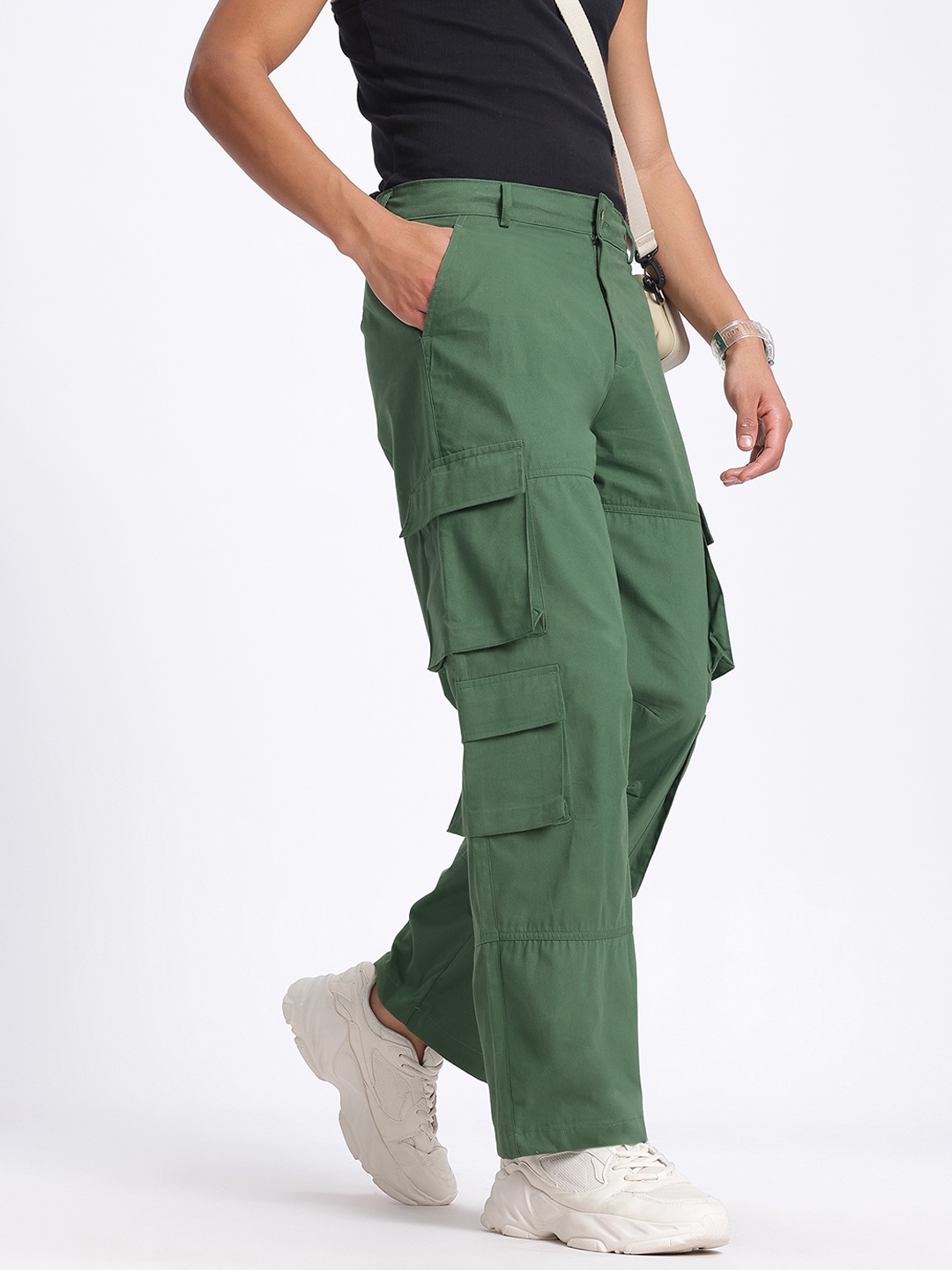 

glitchez Street Scout Baggy Cargo Style Trousers, Green