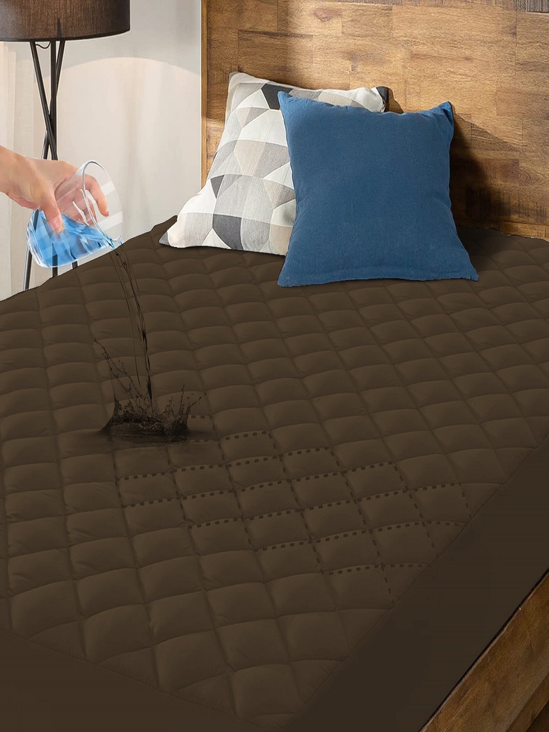

Tundwal's Brown Quilted Polycotton King Fitted Water Resistant Mattress Protector