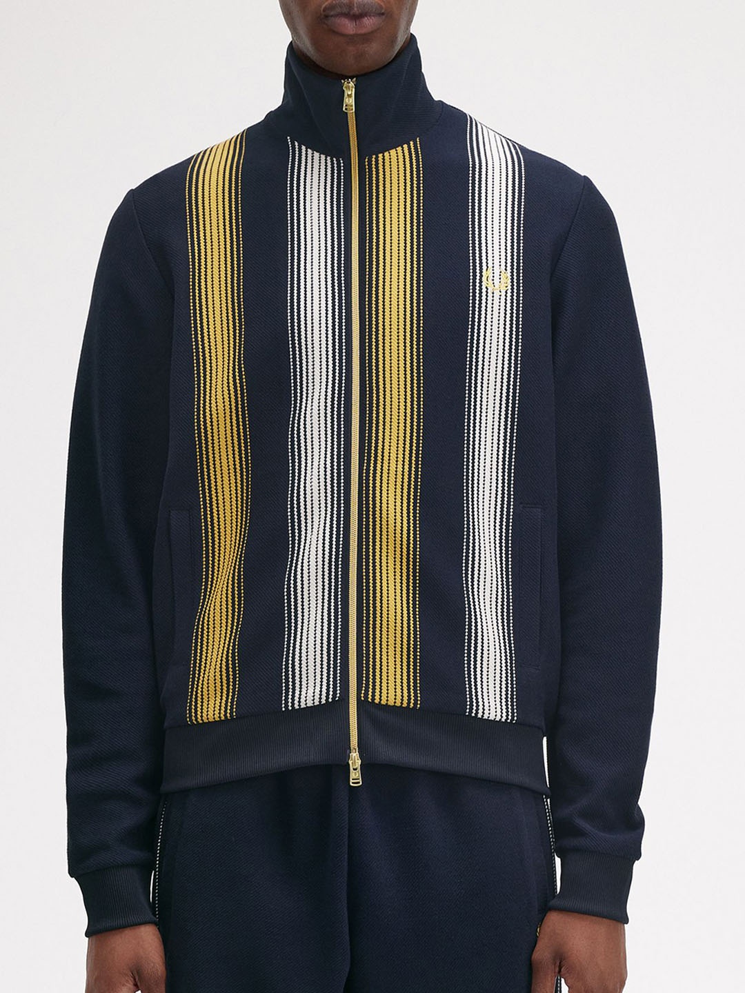 

Fred Perry Men Striped Open Front Jacket, Navy blue