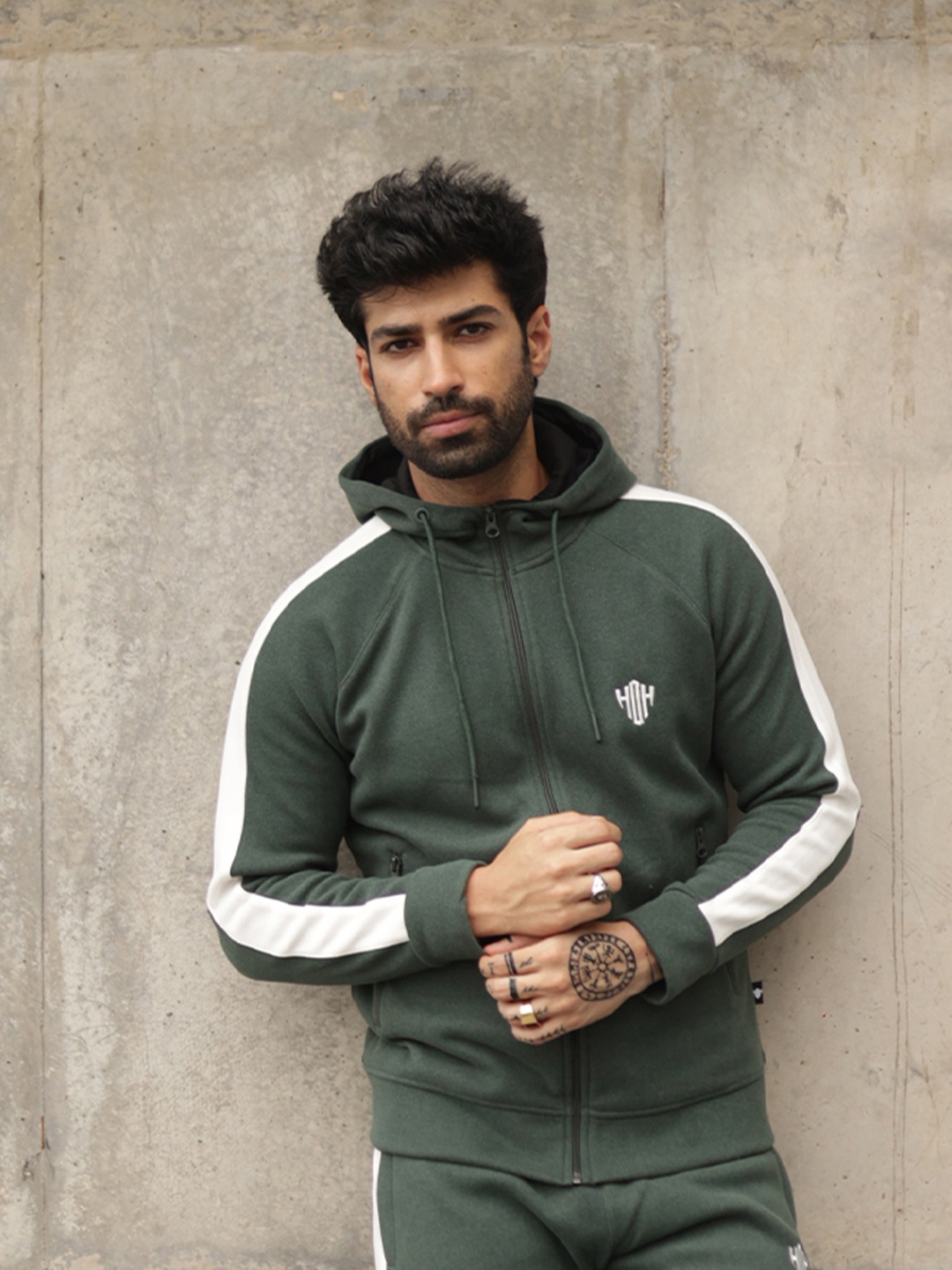 

House of Heroes Men Slim Fit Track Suit, Green