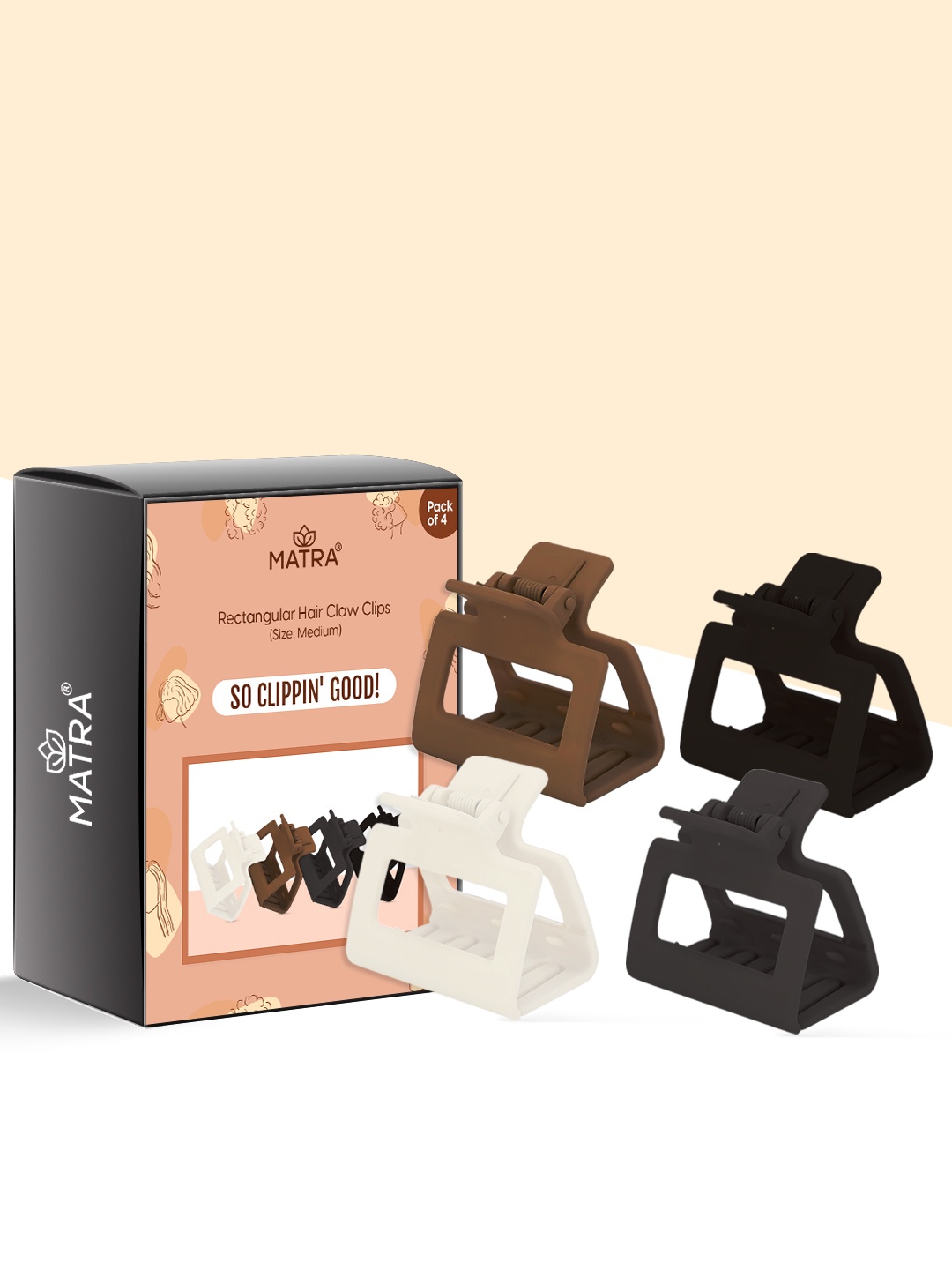 

MATRA Unisex Set Of 4 Claw Clips, White