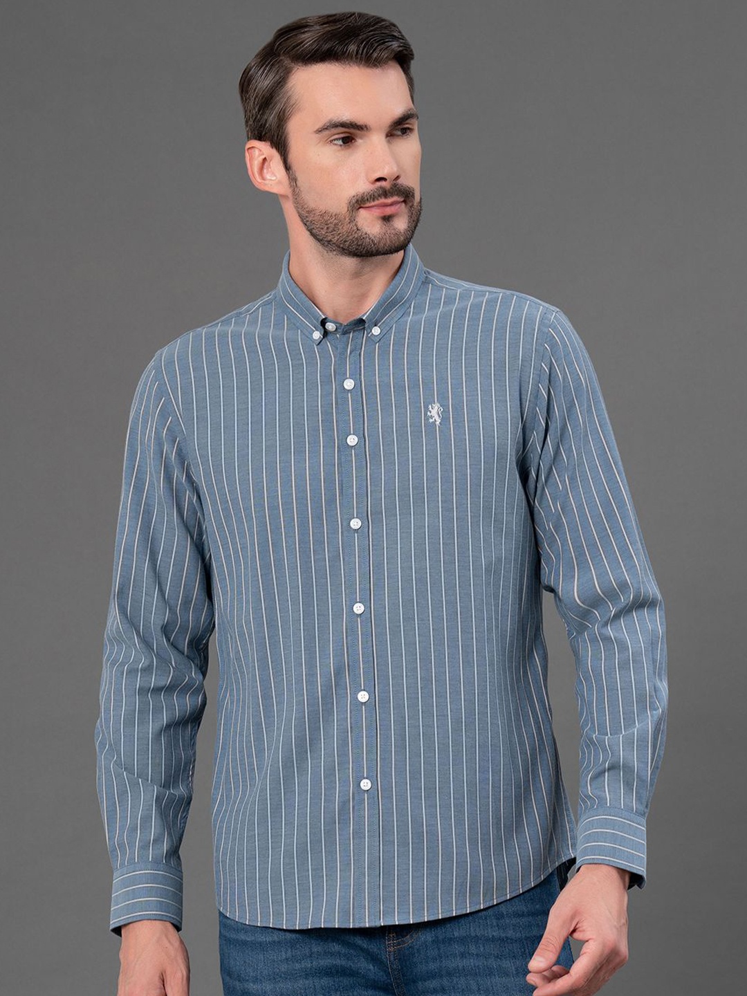 

Red Tape Men Checks Cotton Button Down Shirt, Blue