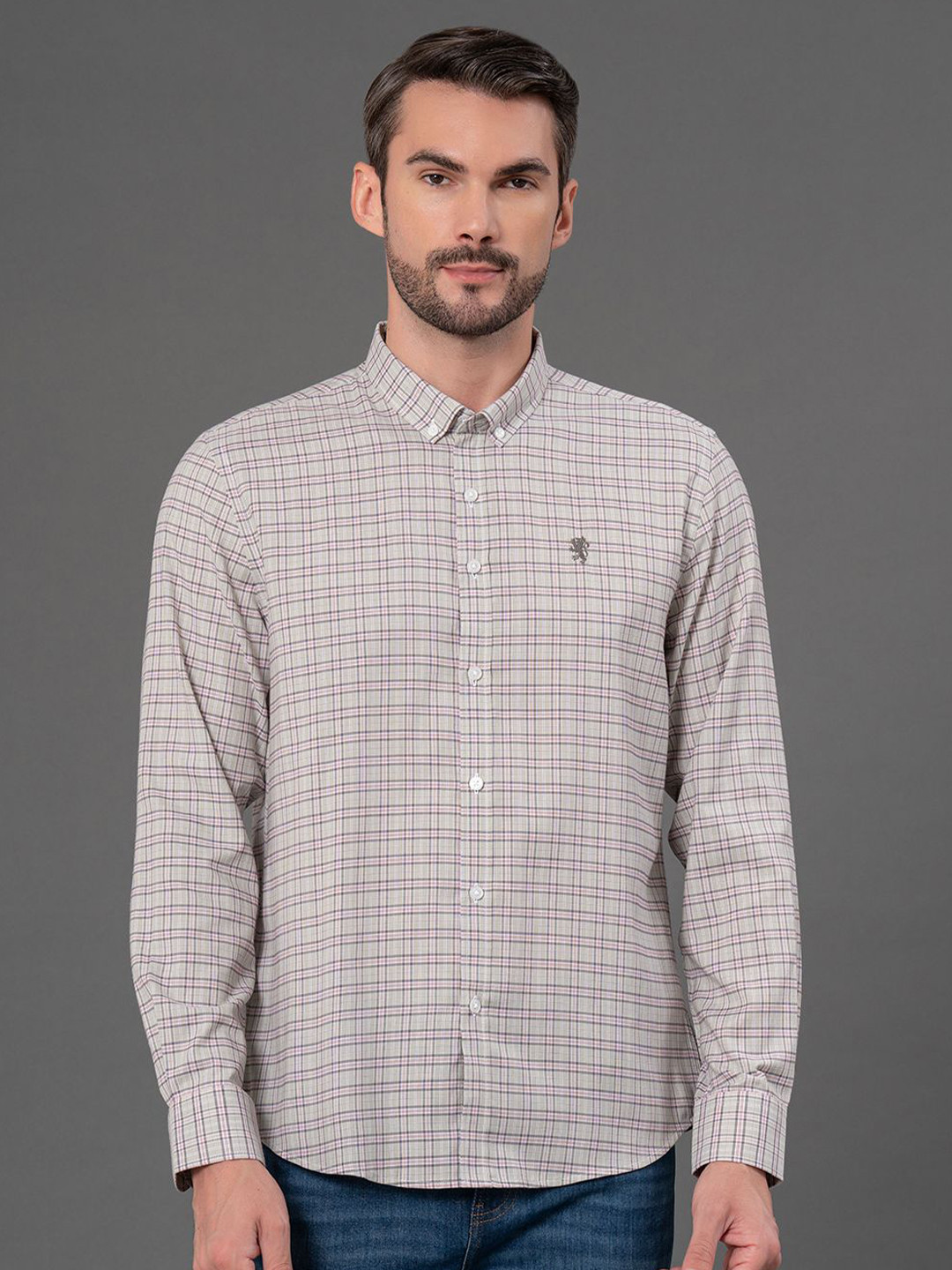 

Red Tape Men Checks Cotton Button Down Shirt, Green