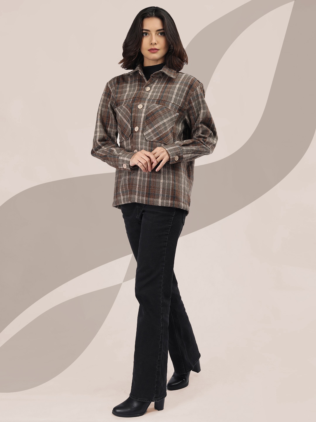 

The Roadster Lifestyle Co Women Checked Casual Shirt, Brown