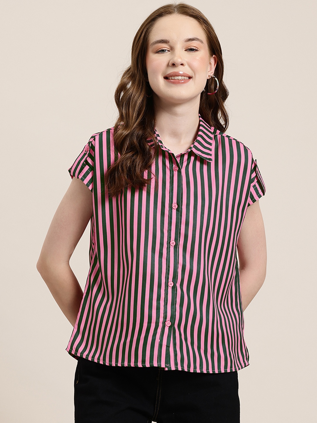

HERE&NOW Striped Shirt, Pink