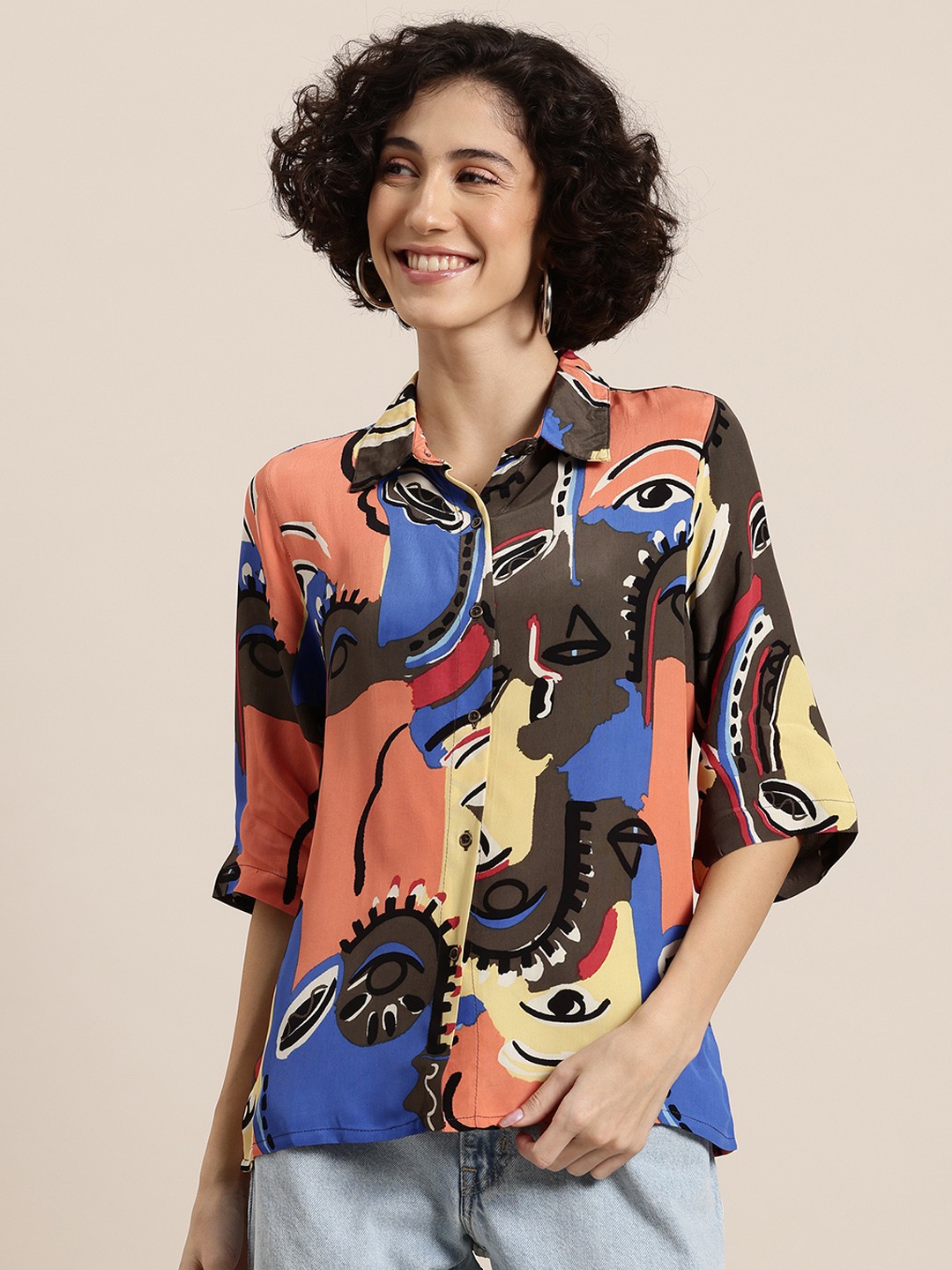 

HERE&NOW Graphic Printed Casual Shirt, Multi