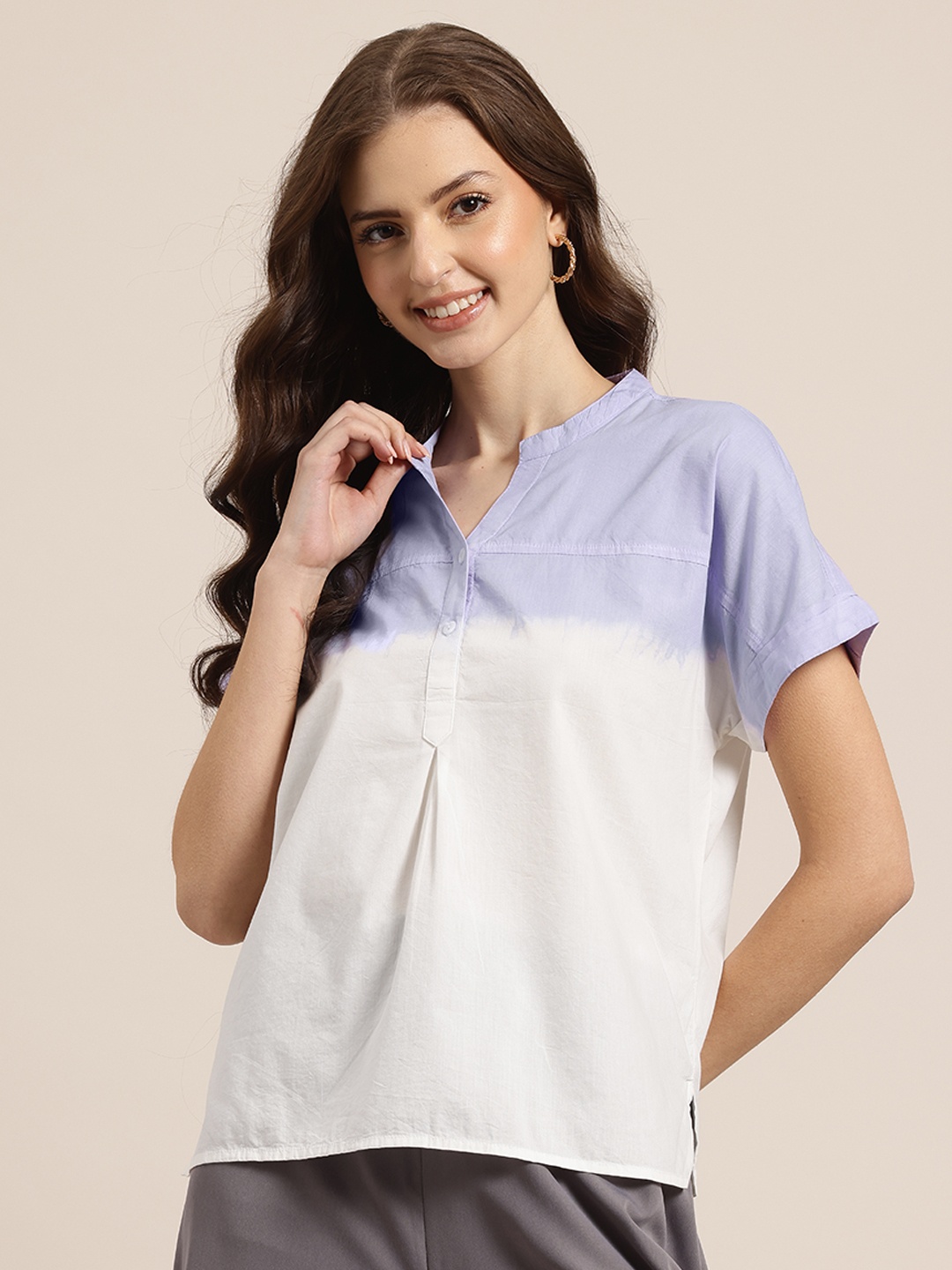 

HERE&NOW Ombre Dyed Extended Sleeves Top, White