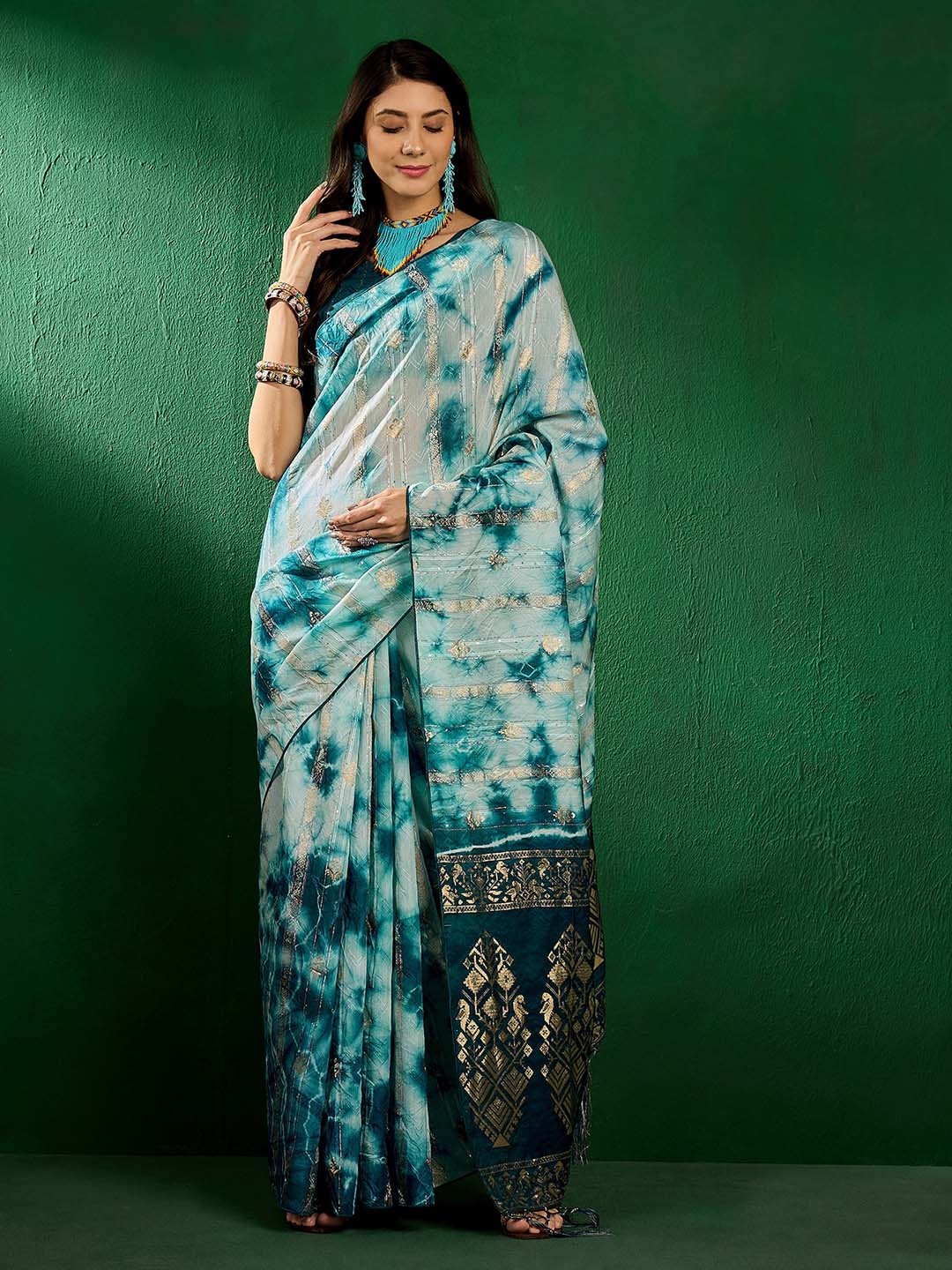 

DIVASTRI Woven Design Zari Designer Kanjeevaram Saree, Teal