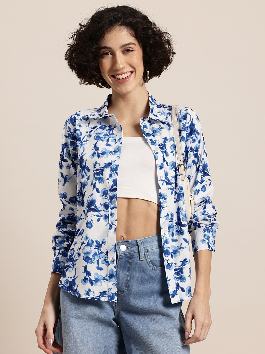 

HERE&NOW Floral Printed Casual Shirt, White