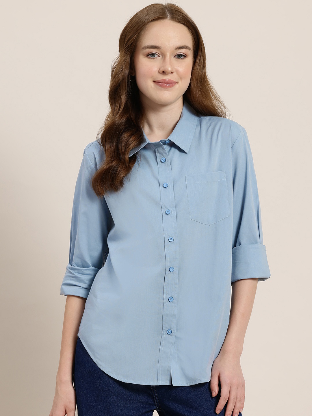 

HERE&NOW Women Opaque Semiformal Shirt, Blue