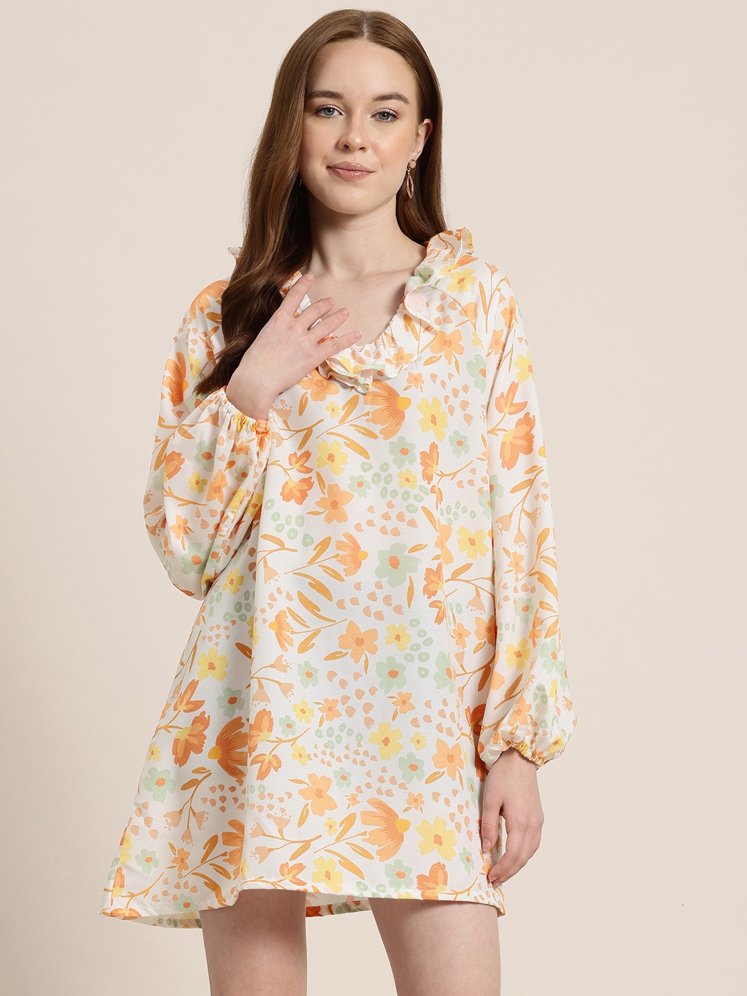 

HERE&NOW Floral Print A-Line Mini Dress, Green